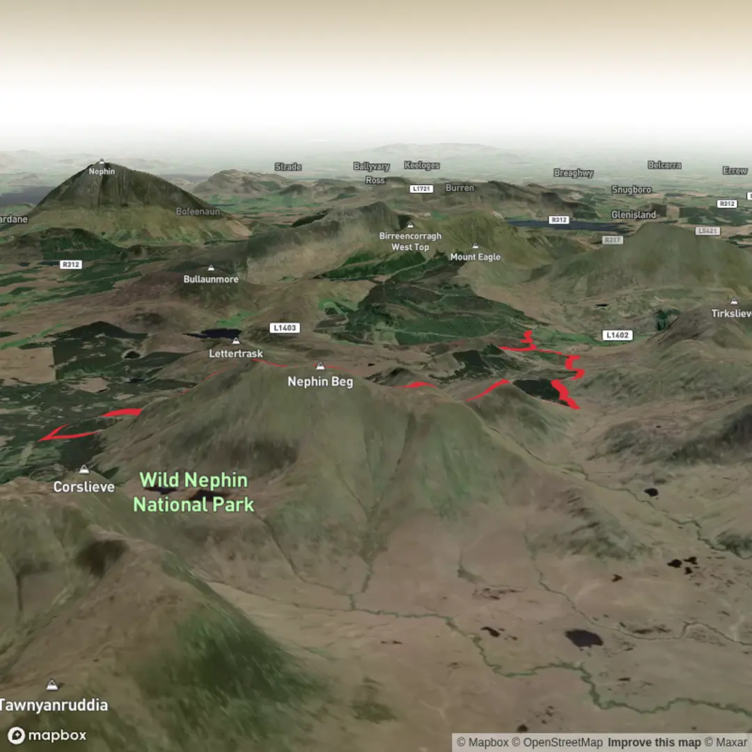 An image depicting the trail Ireland 7 summits - Nephin Beg Range - Intermediate and its surrounding area.