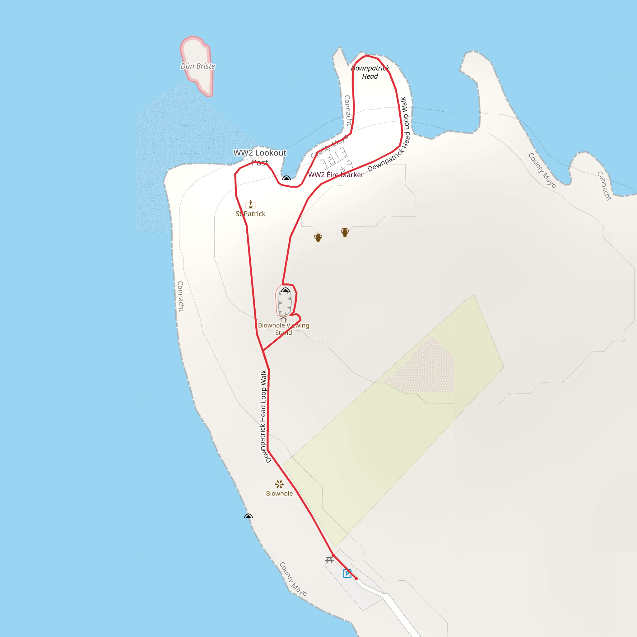 Downpatrick Head Loop Walk mobile static map