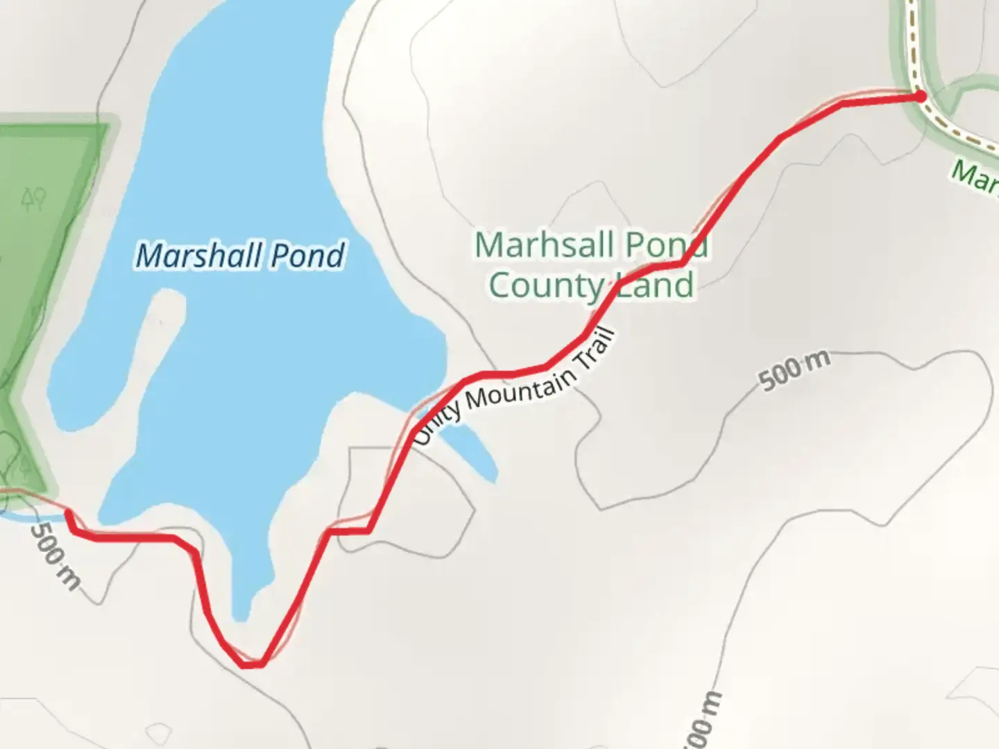 An image depicting the trail Marshall Pond Road Trail and its surrounding area.