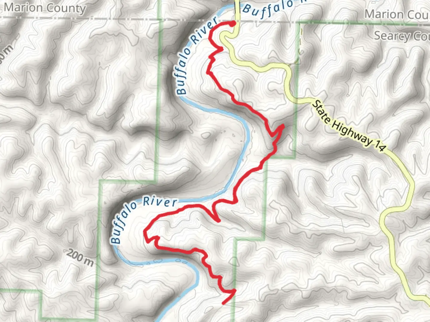 An image depicting the trail Buffalo River Trail - Short and its surrounding area.