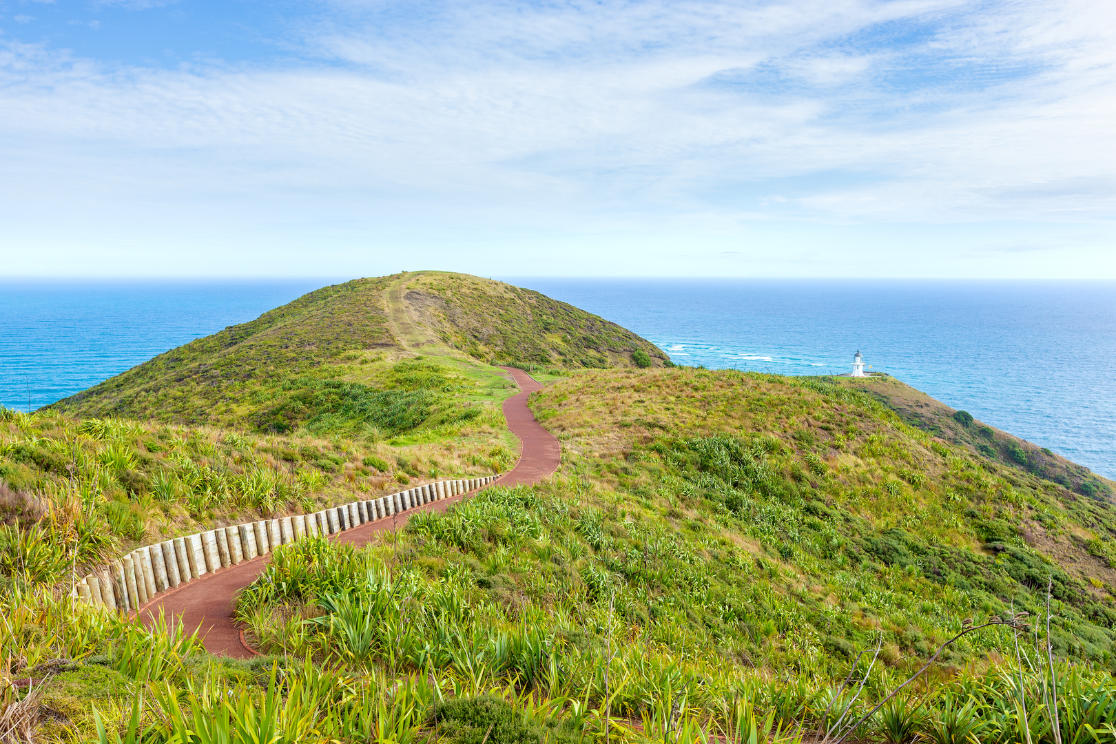 An image depicting the trail Cape Reinga Lighthouse Trail and its surrounding area.