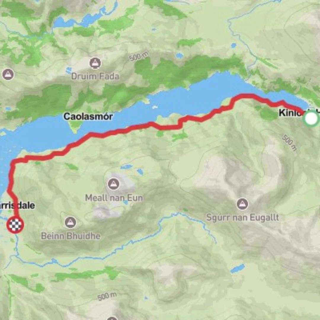 An image depicting the trail kinloch hourn to barrisdale and its surrounding area.