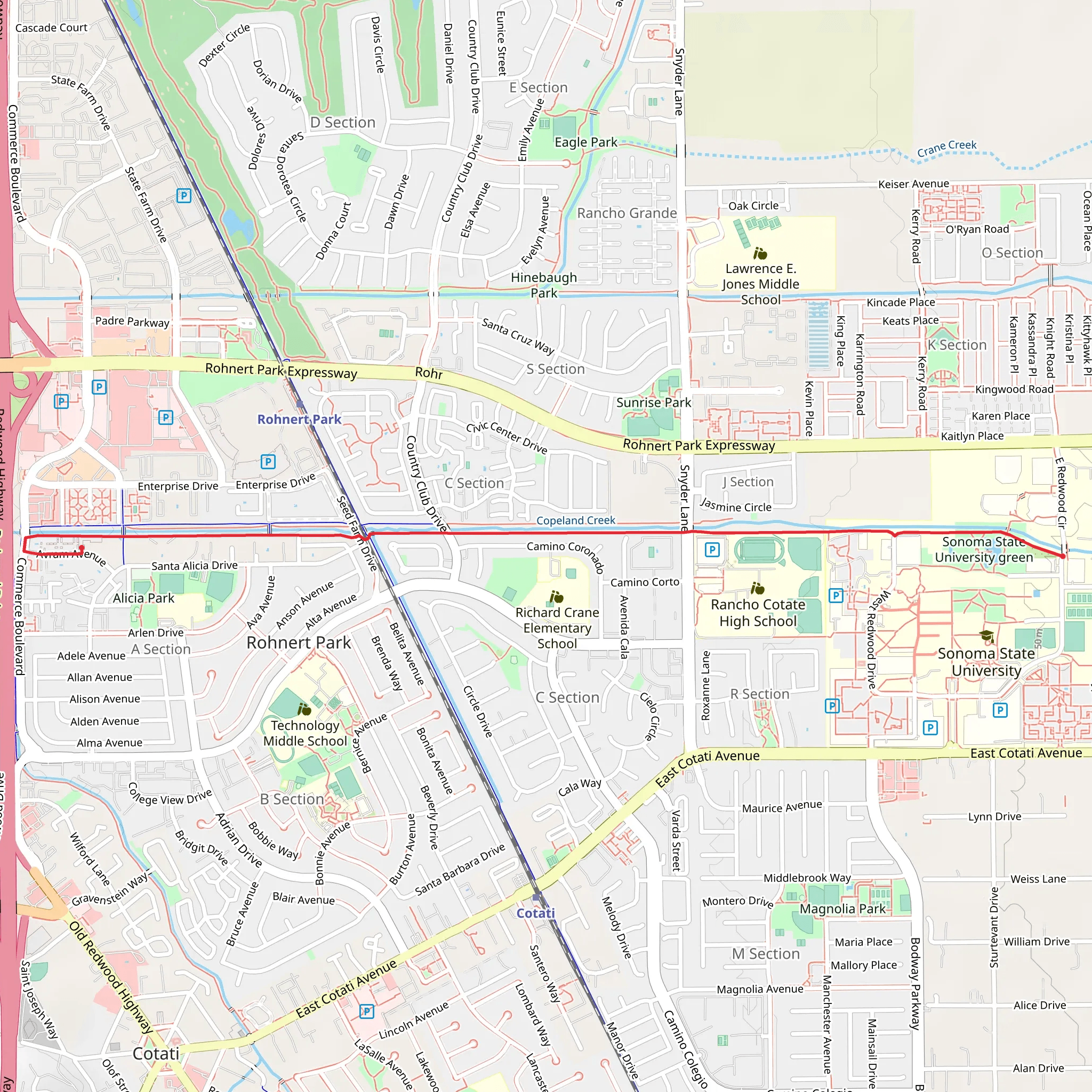 Walk along Copeland Creek mobile static map
