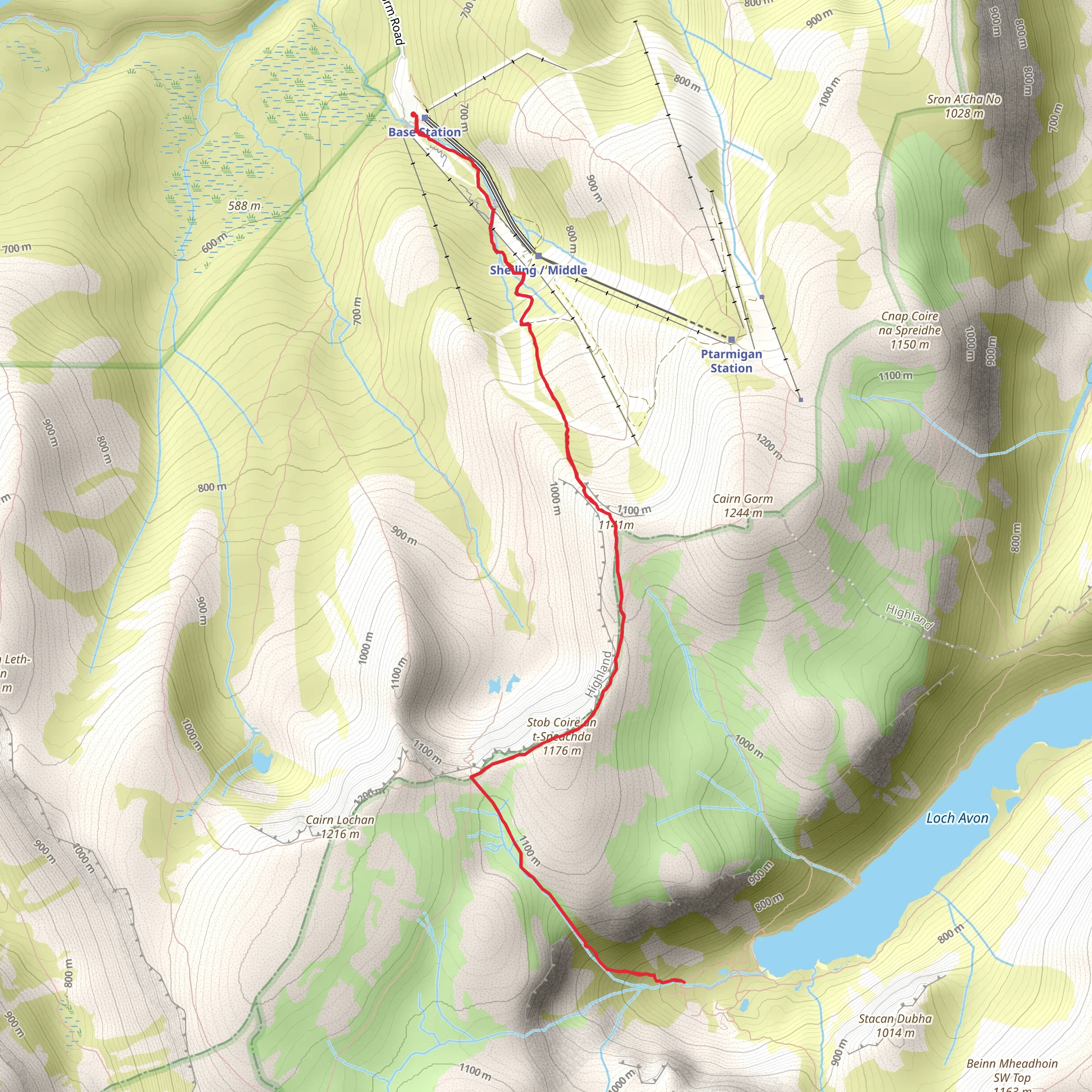 Stob Coire an t-Sneachda and Loch Avon Trail mobile static map