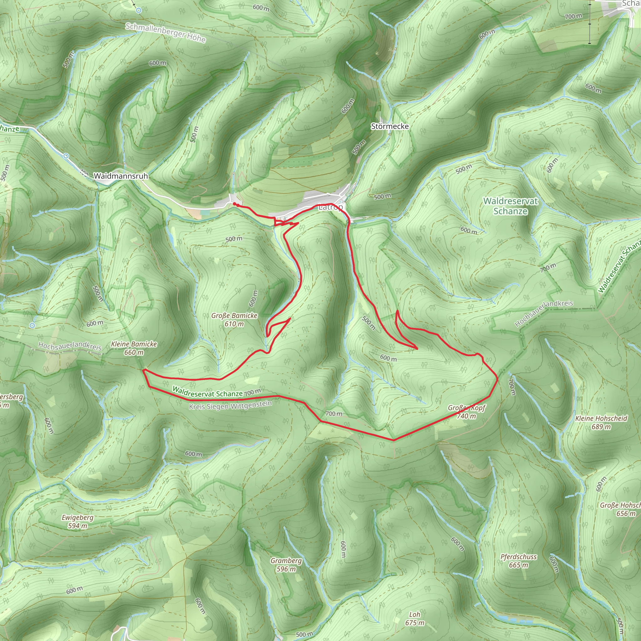 Waldarbeiter und Forsterpfad and Rothaarsteig Loop mobile static map