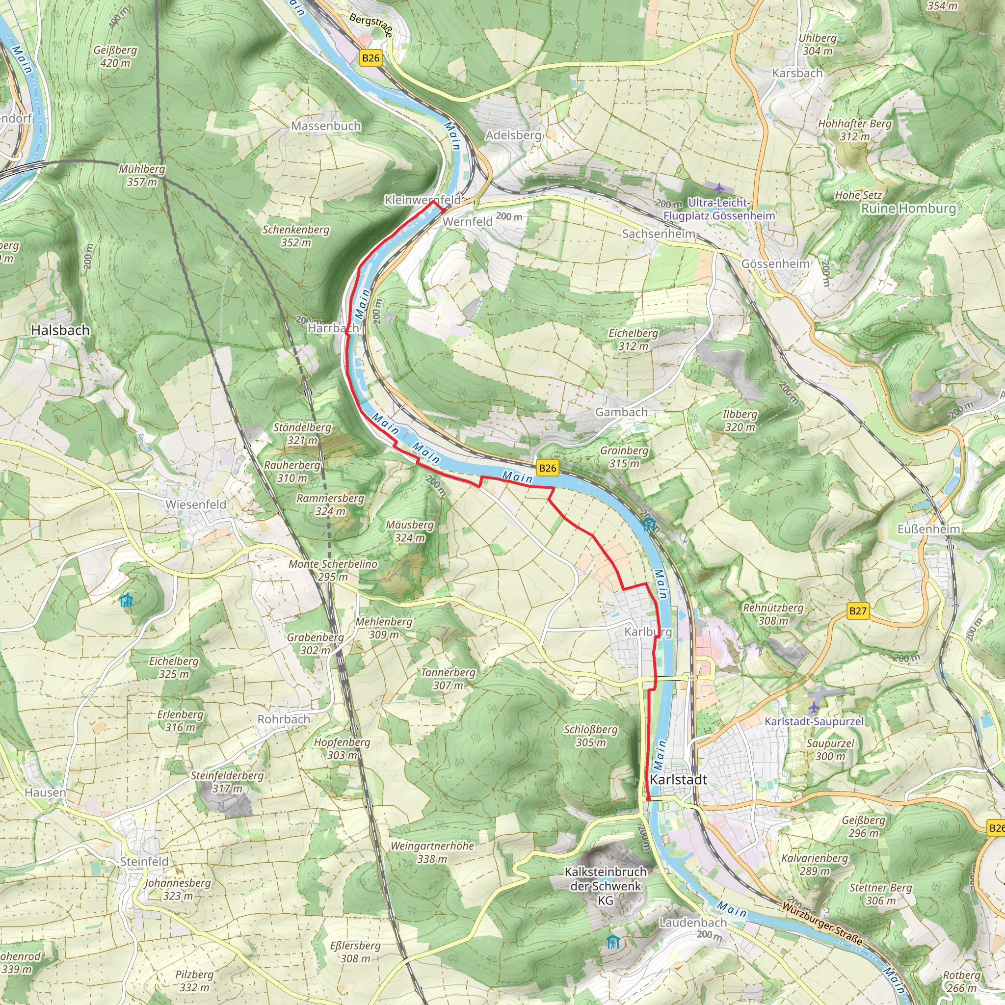 Wernfeld to Mühlbach Walk mobile static map