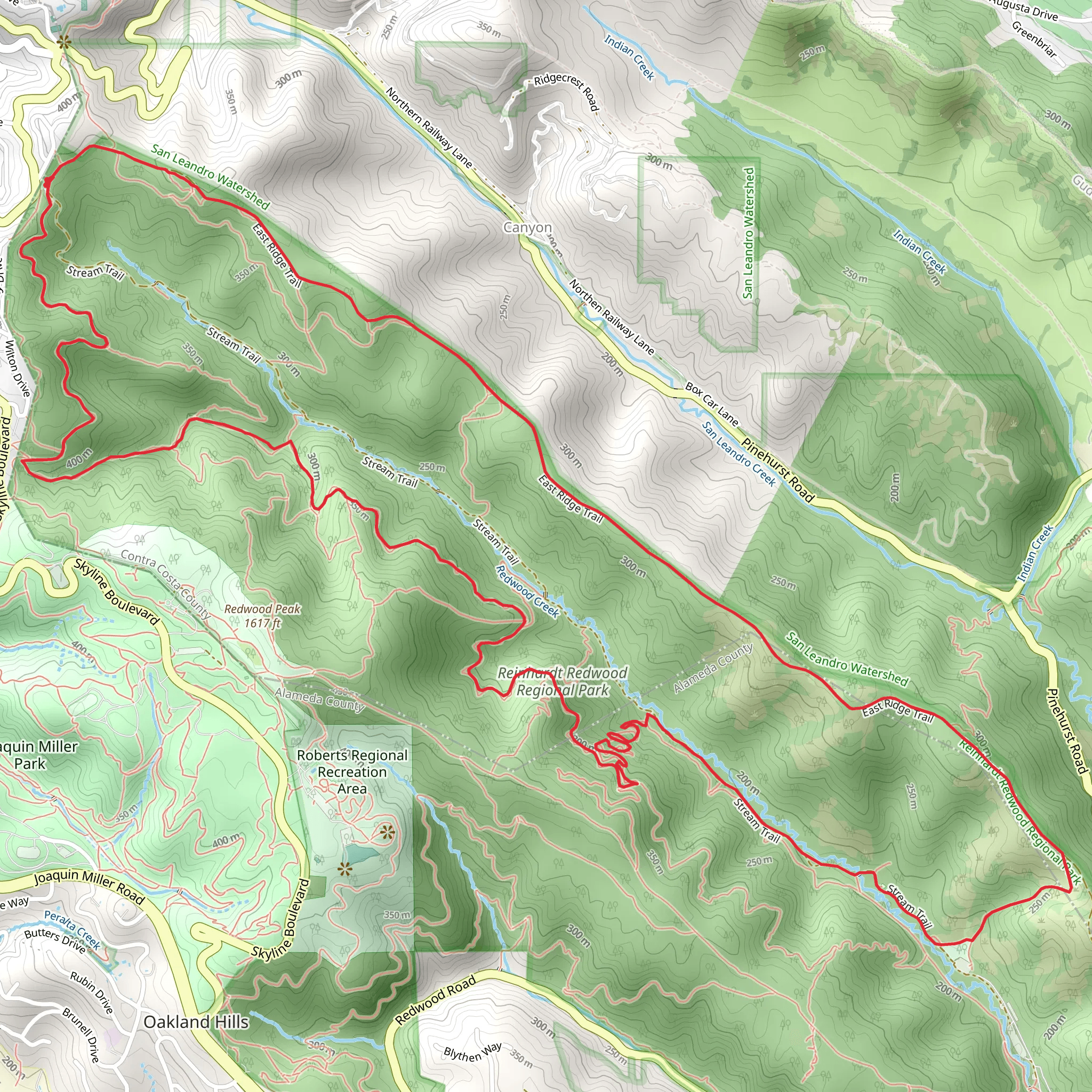 East Ridge, Stream and French Loop Trail mobile static map
