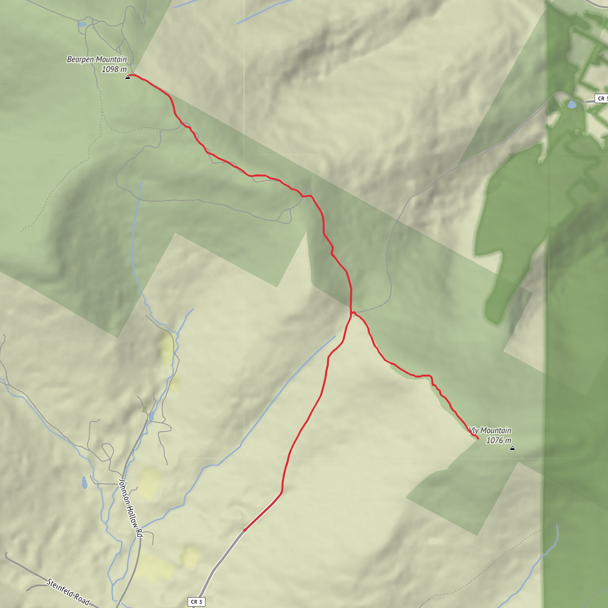 Vly Mountain and Bearpen Mountain Trail mobile static map