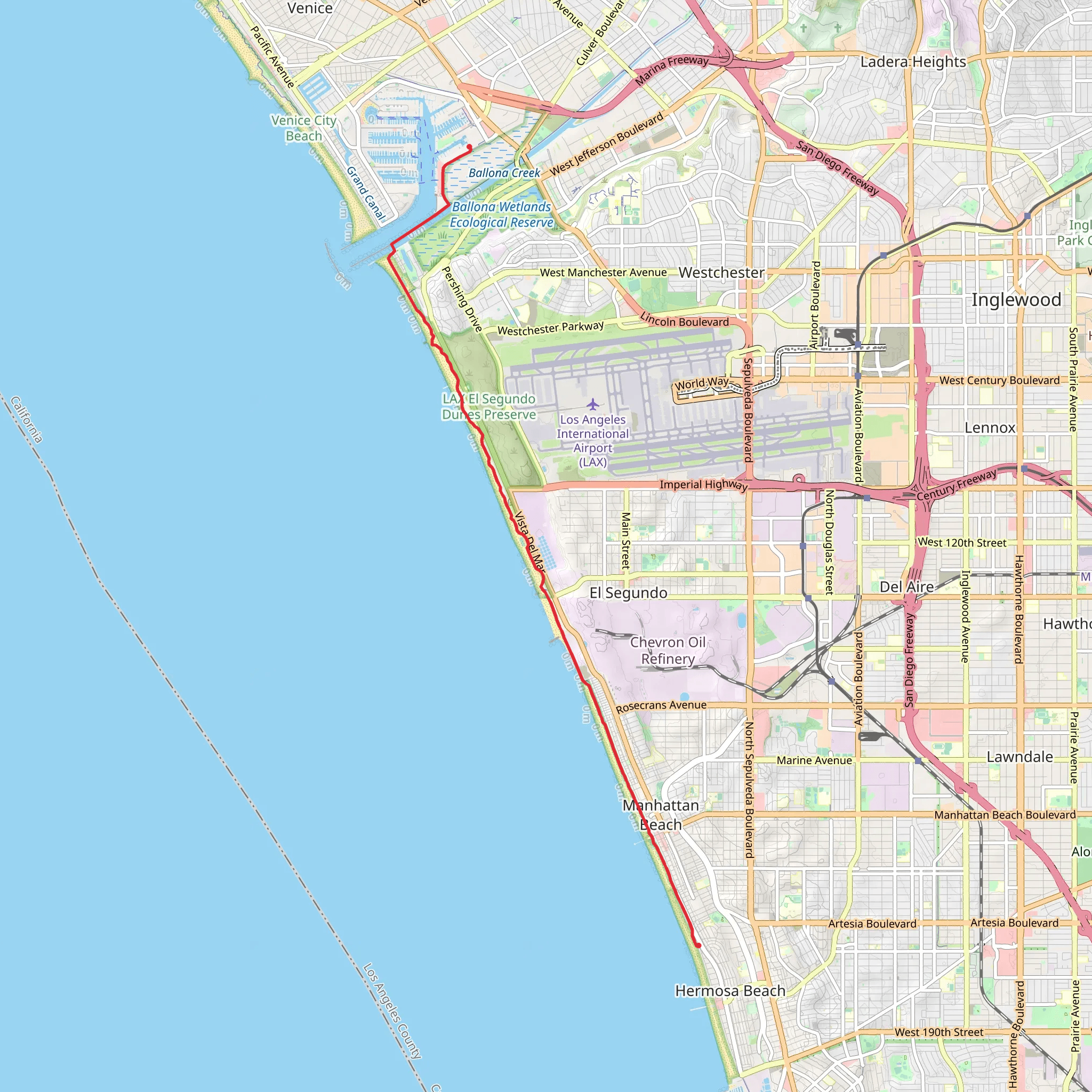 Park to Playa Trail and South Bay Path mobile static map