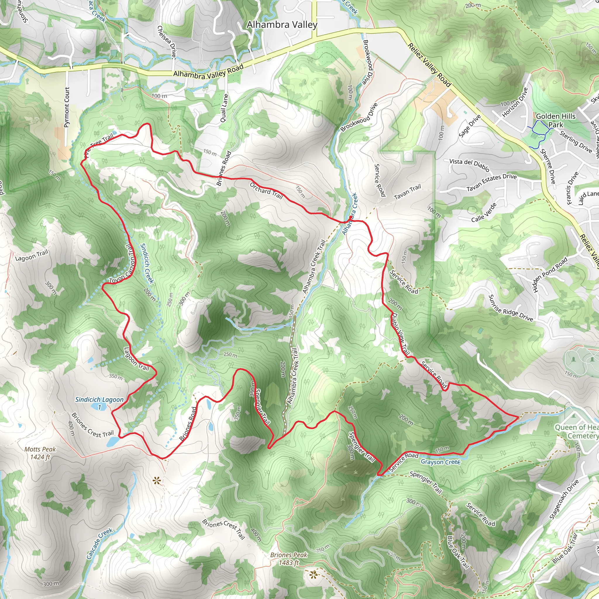 Orchard, Spengler and Diablo View Loop Trail mobile static map