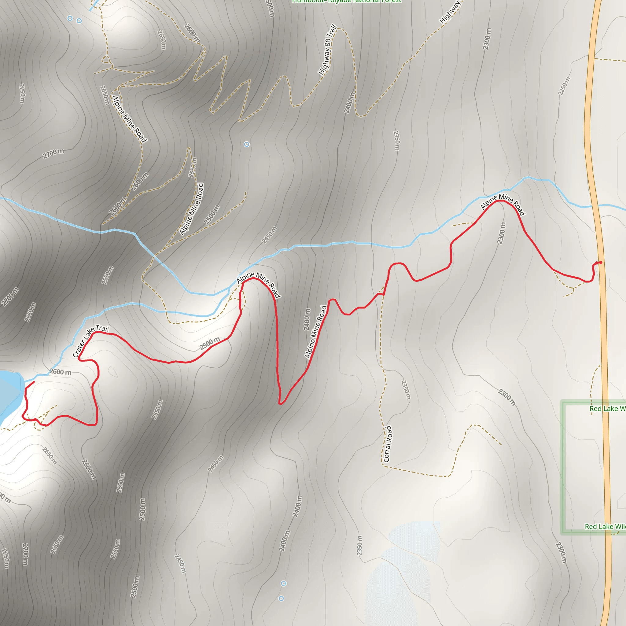Crater Lake via Alpine Mine Road mobile static map