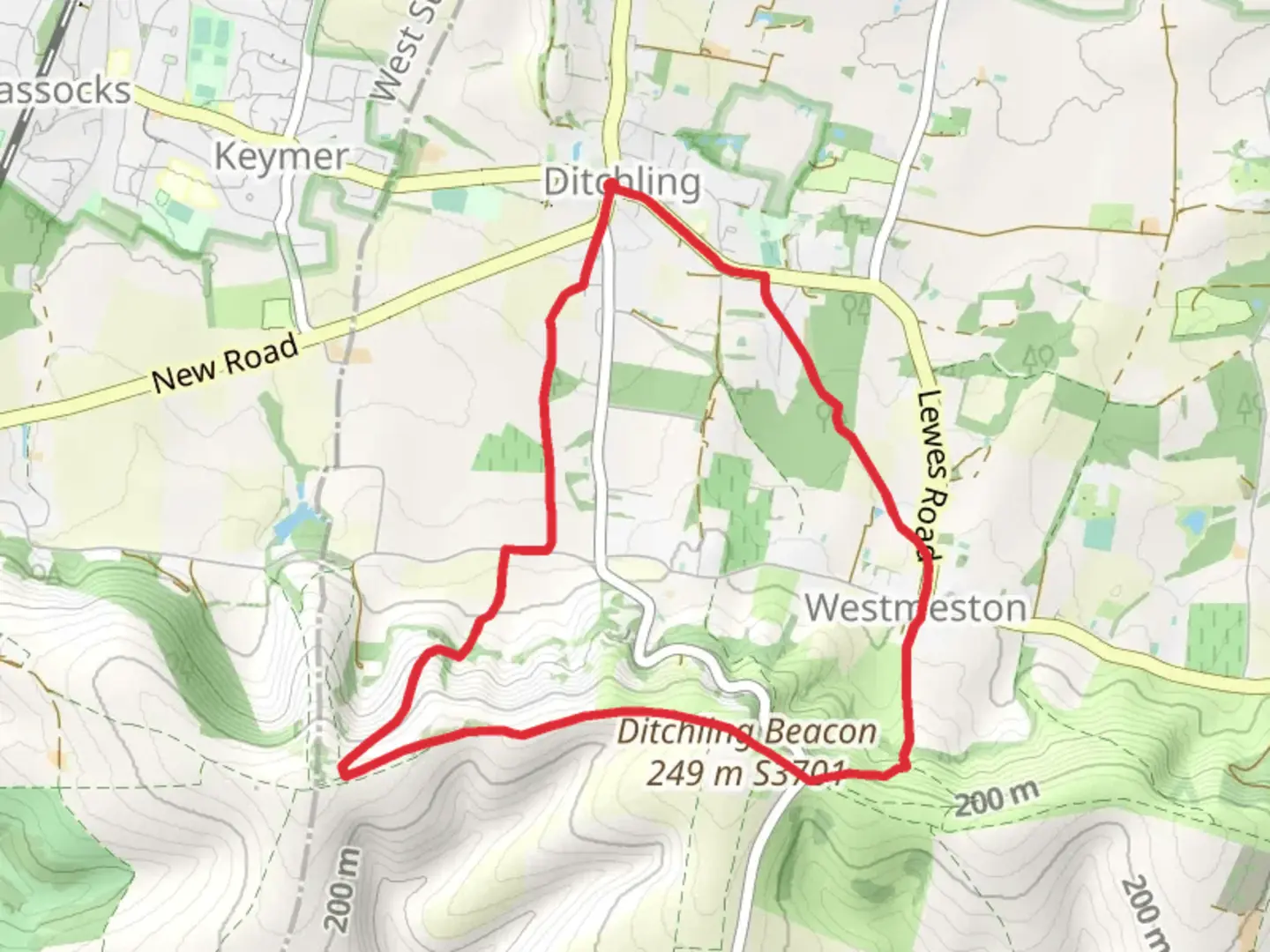 An image depicting the trail Ditchling to Westmeston Loop and its surrounding area.