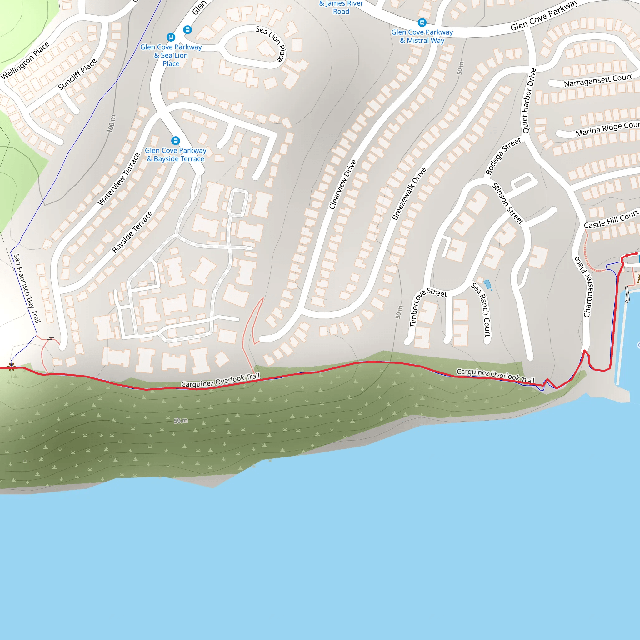Carquinez Overlook Trail mobile static map