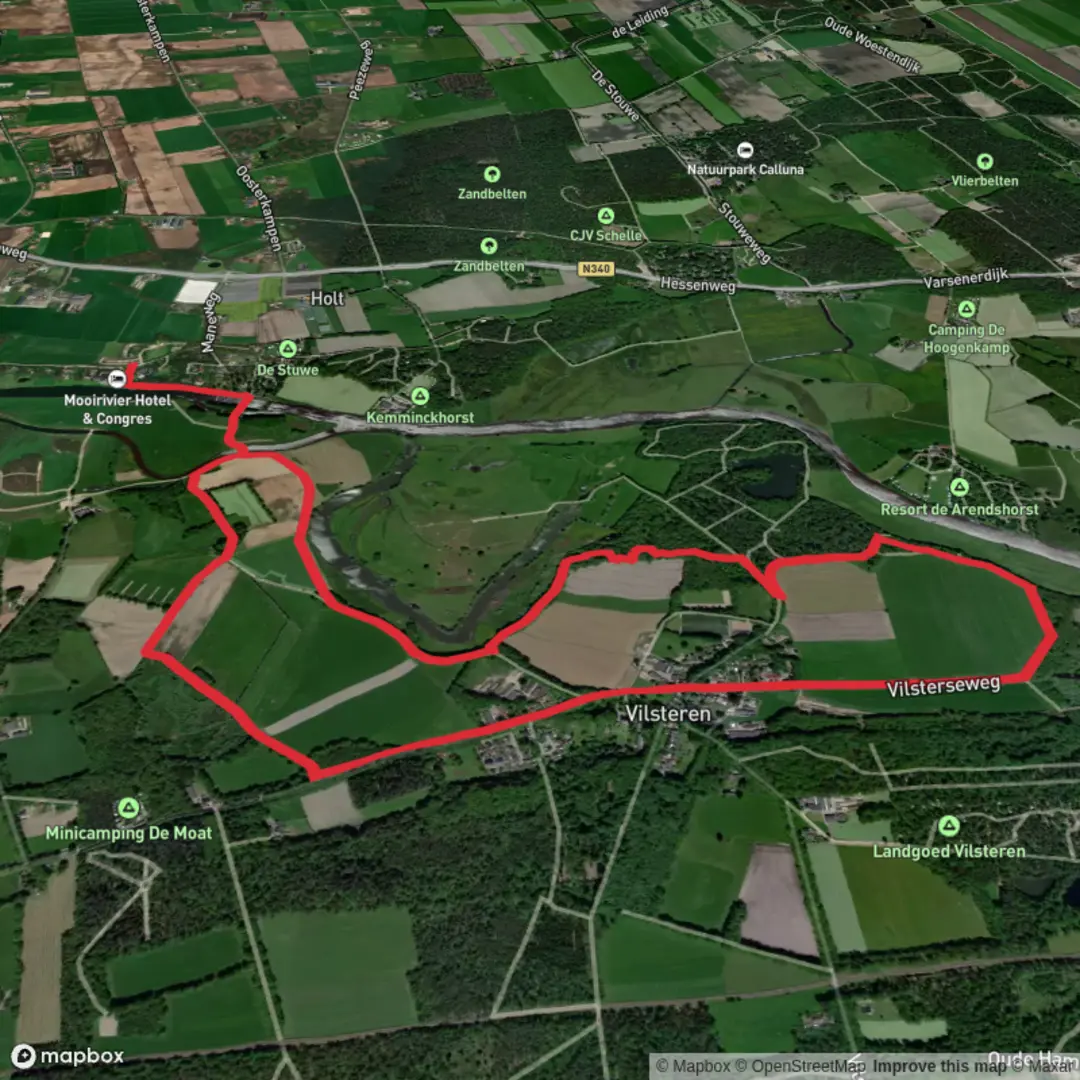 An image depicting the trail Koepel, Hroote Esch and Vilsteren Loop and its surrounding area.