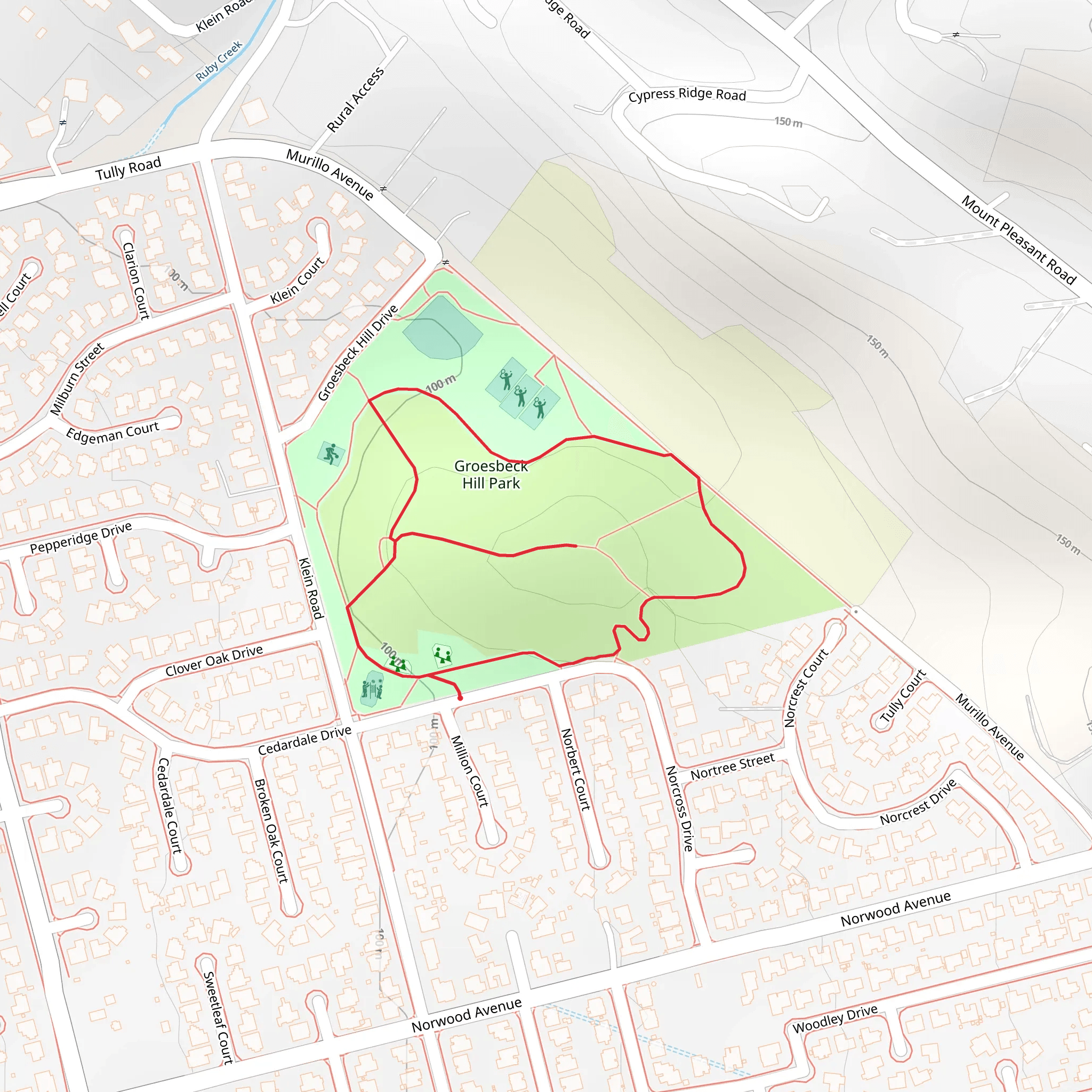 Groesbeck Hill Park Loop mobile static map