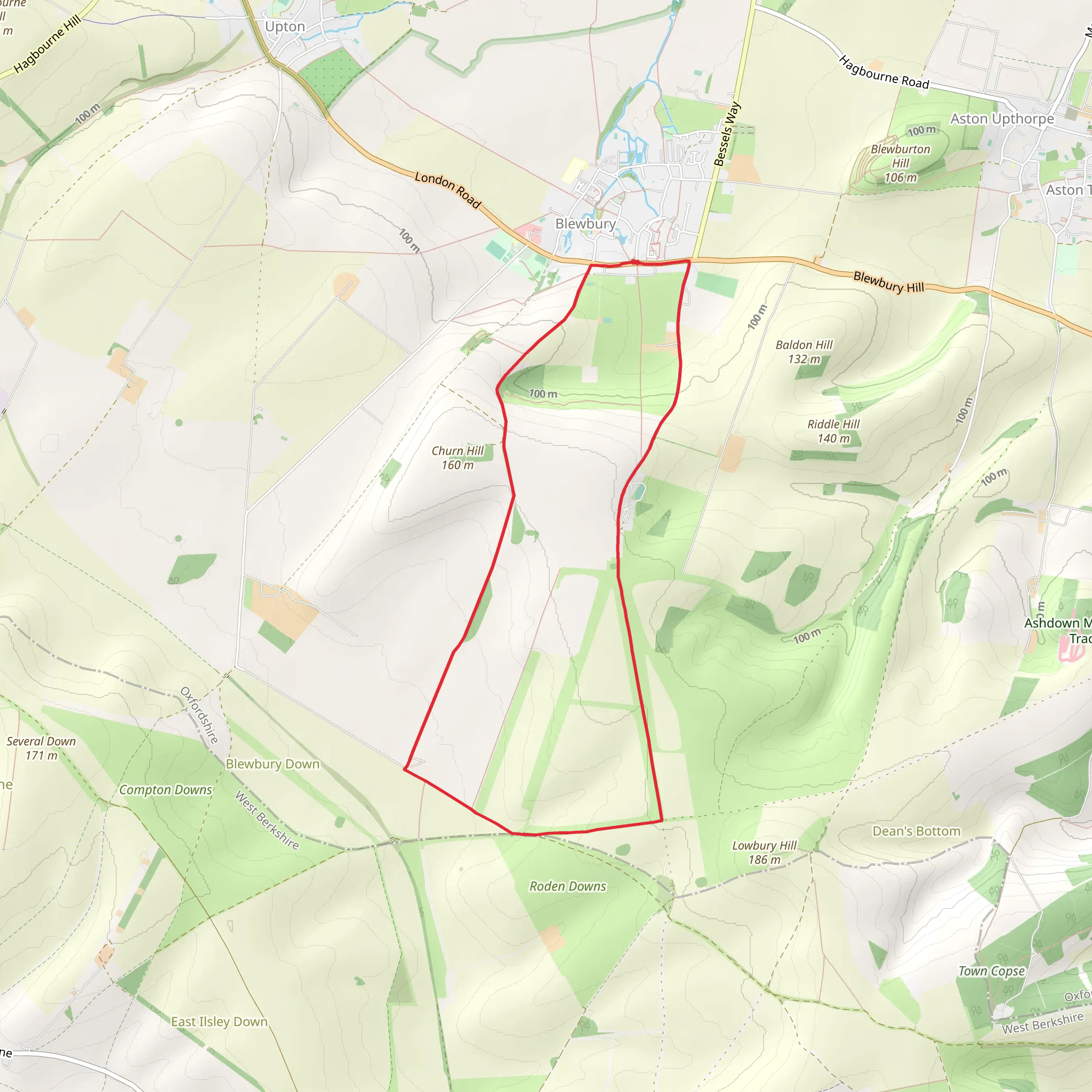 Blewbury Country Park Loop mobile static map