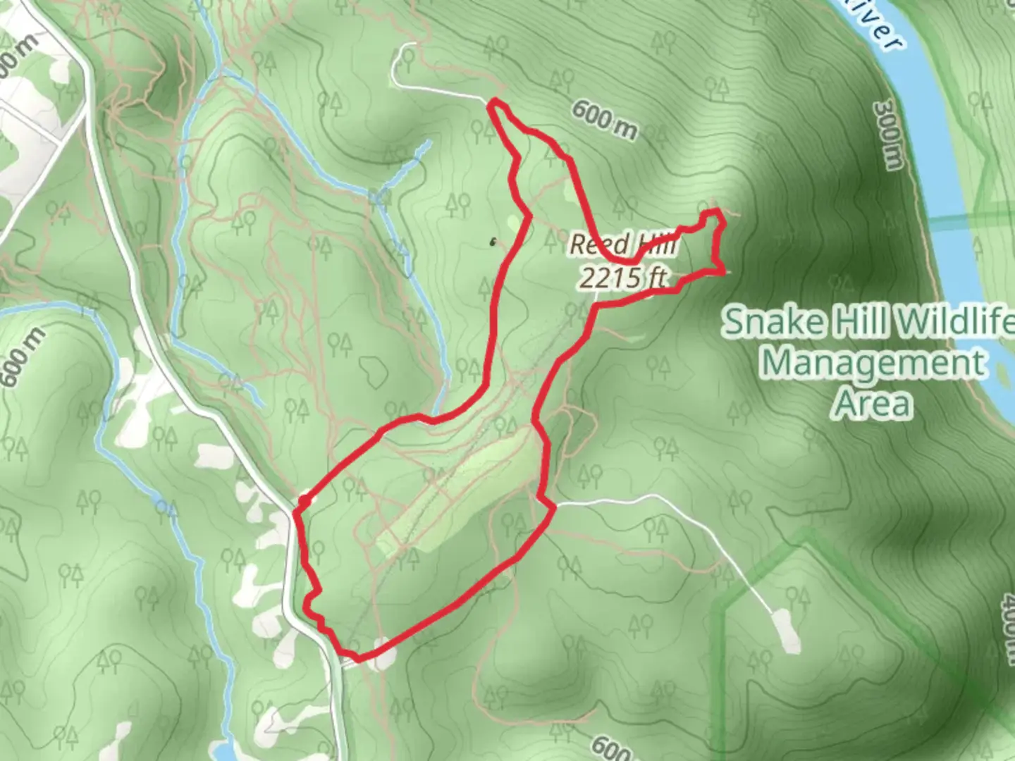 An image depicting the trail Reed Hill Loop and its surrounding area.