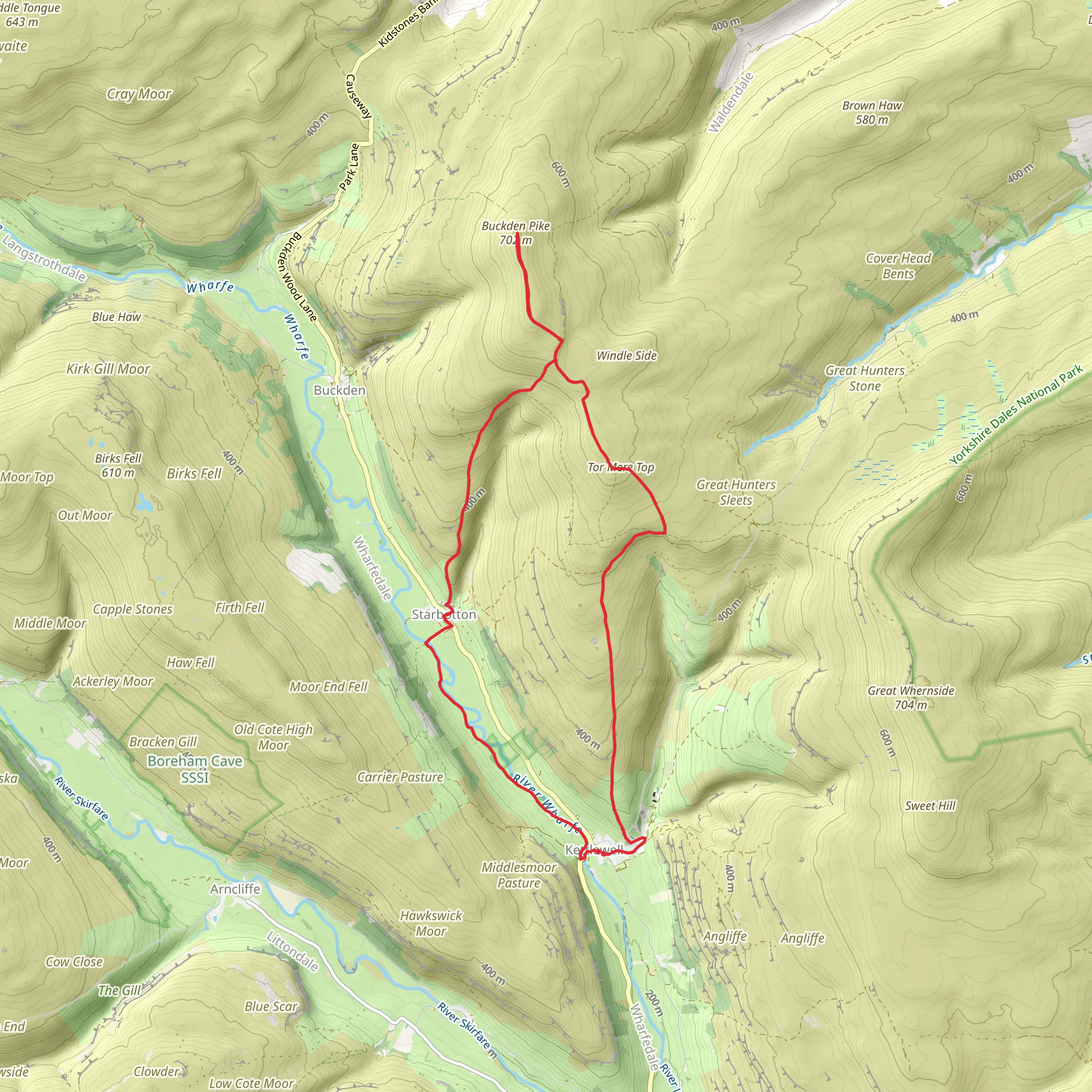 Kettlewell - Buckden Pike - Starbotton and Upper Wharfedale mobile static map