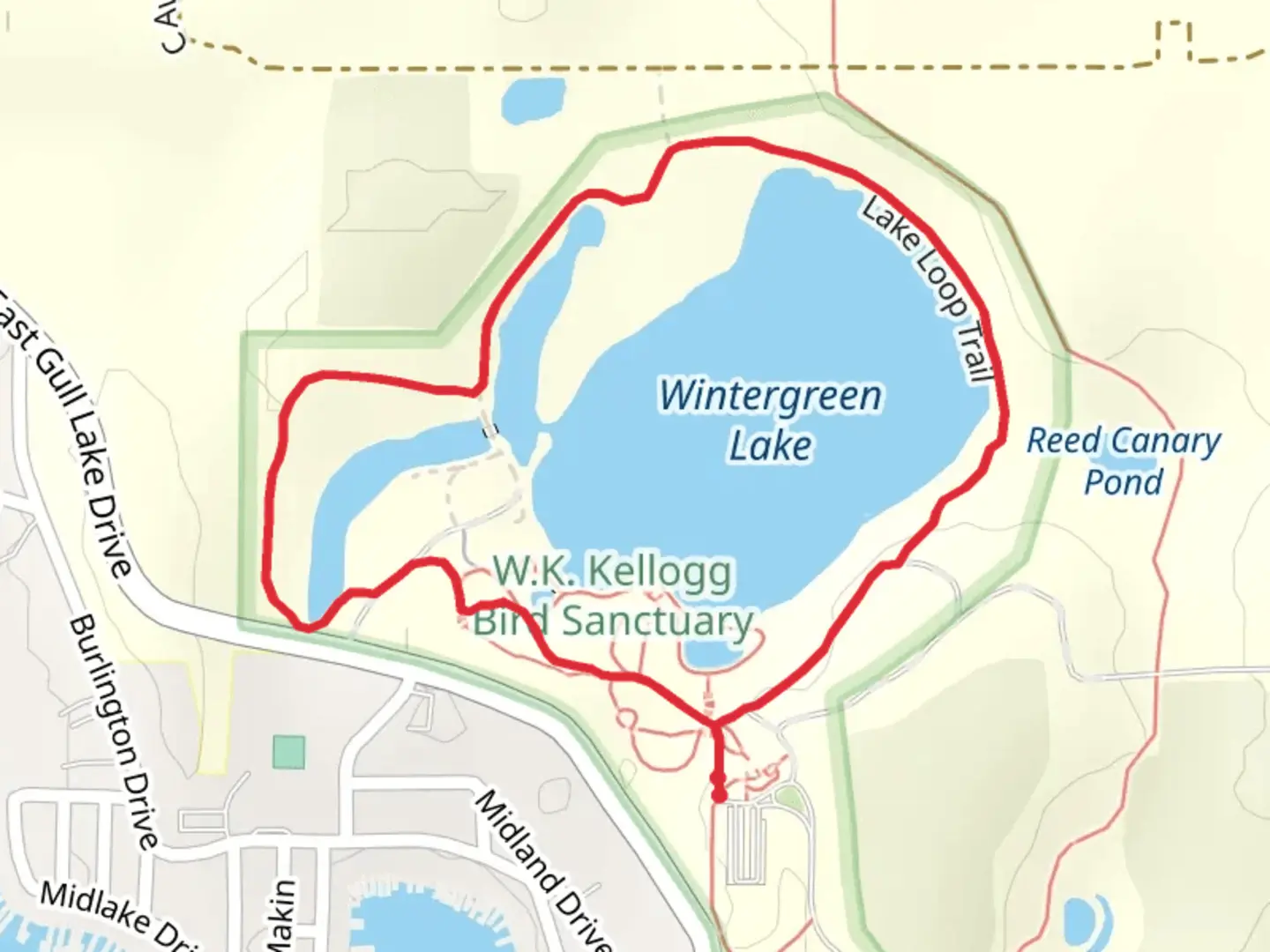 An image depicting the trail Wintergreen Lake Loop and its surrounding area.