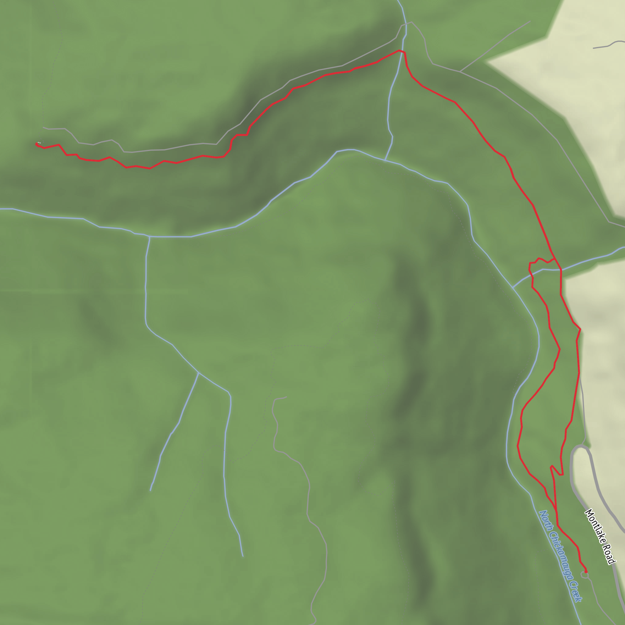 Hogskin Branch and Rogers Creek Overlook via CT - N Chickamauga Creek mobile static map