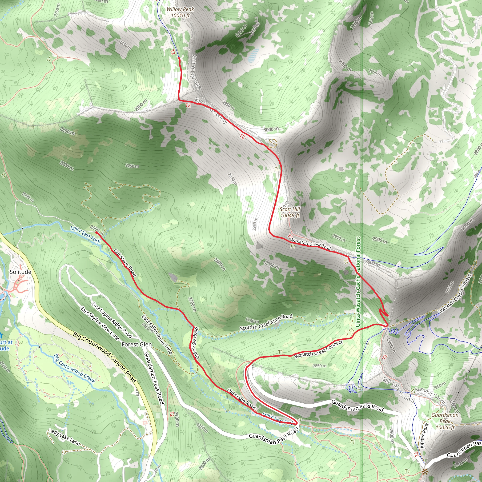 Mill F East Fork and great Western Trail mobile static map