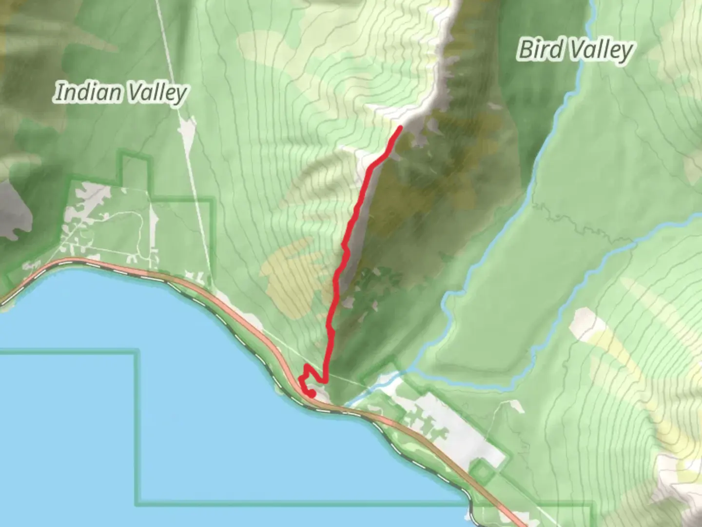 An image depicting the trail Bird Ridge Point Trail and its surrounding area.