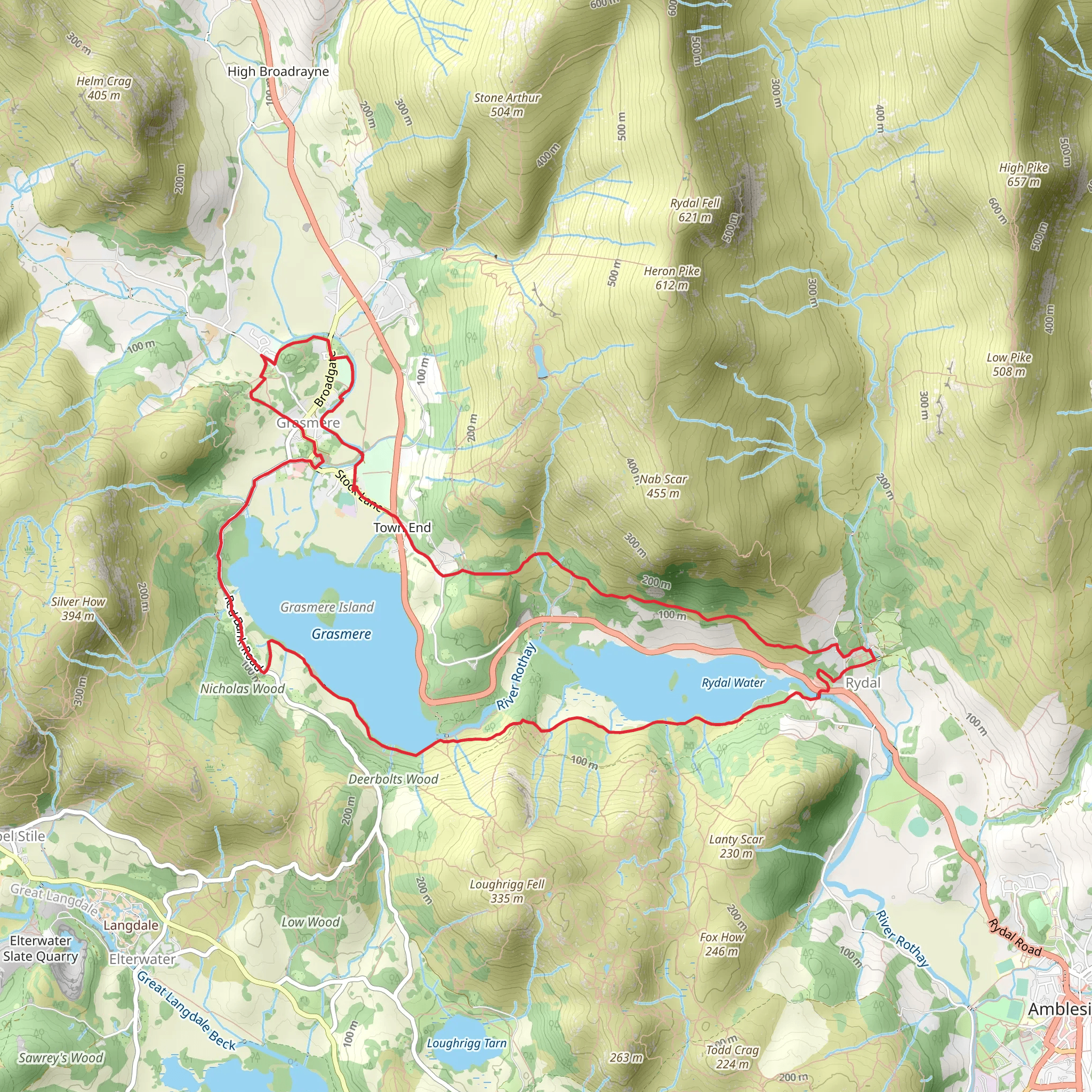 Rydal Water and Grasmere Loop mobile static map