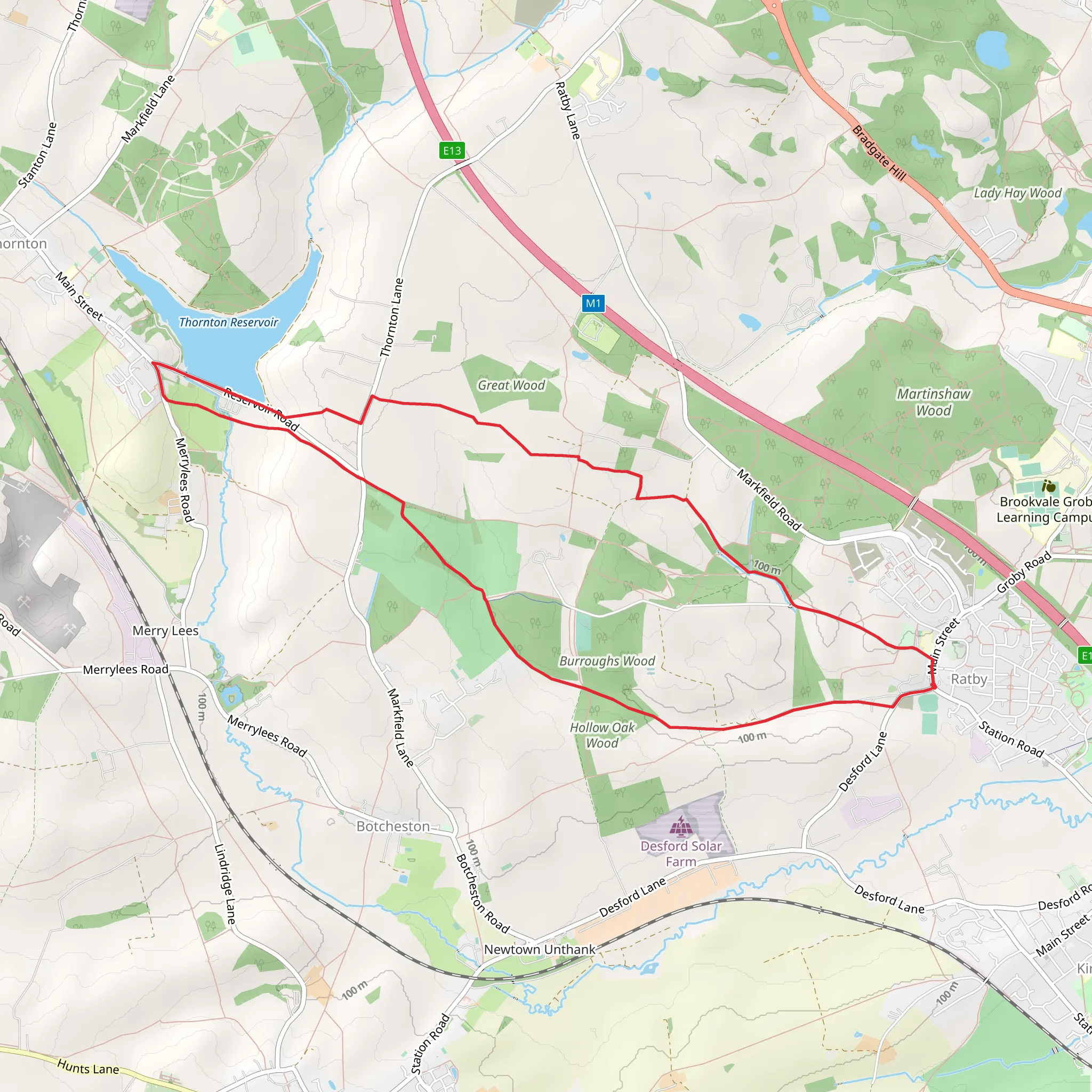 Thornton Reservoir from Ratby mobile static map
