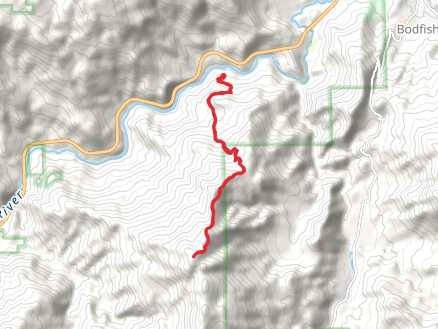 An image depicting the trail Lightner Peak from Kern Canyon Road and its surrounding area.
