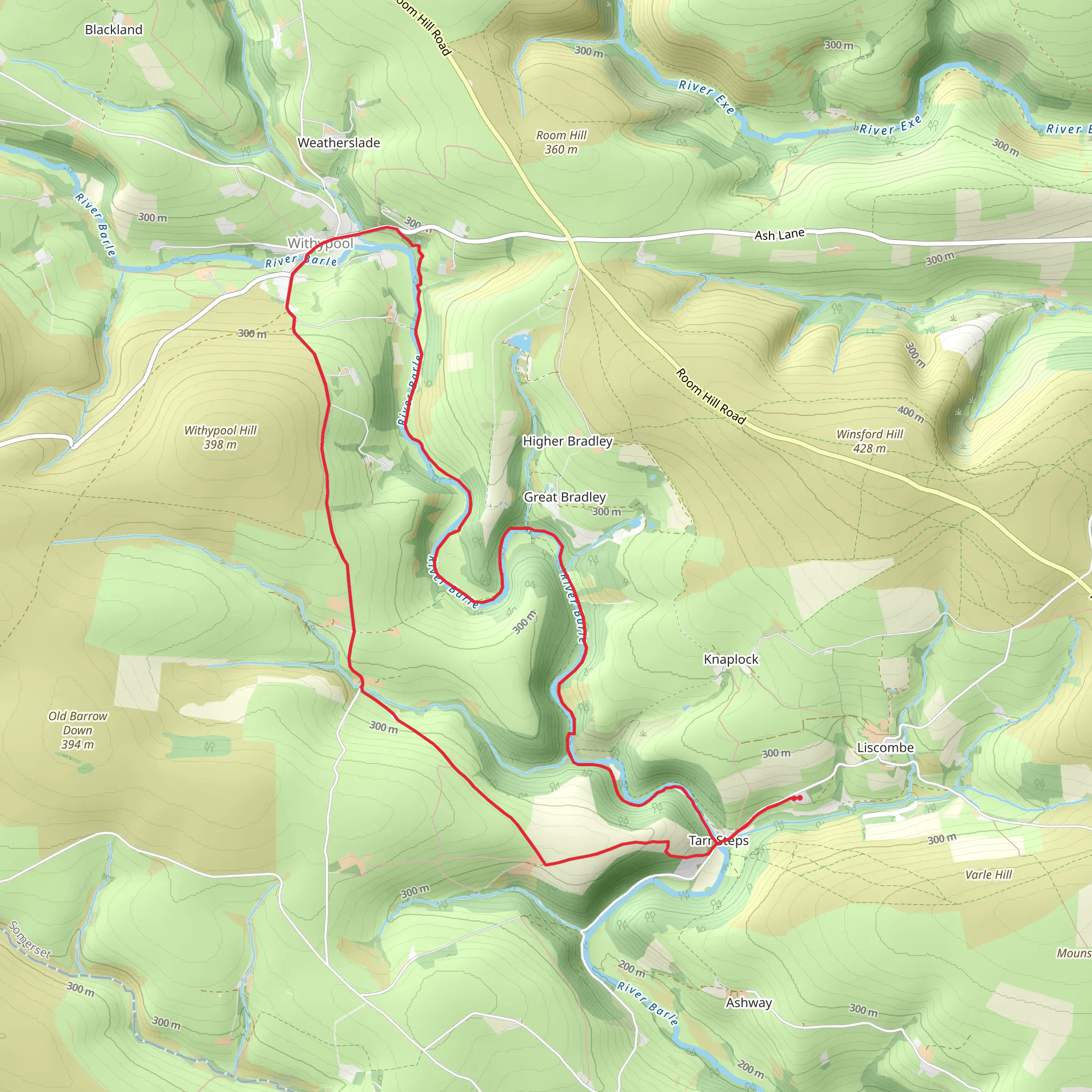 River Barie Loop - Withypool mobile static map