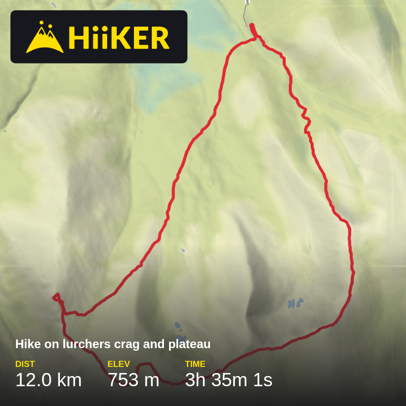 A map preview of the recording Hike on lurchers crag and plateau.