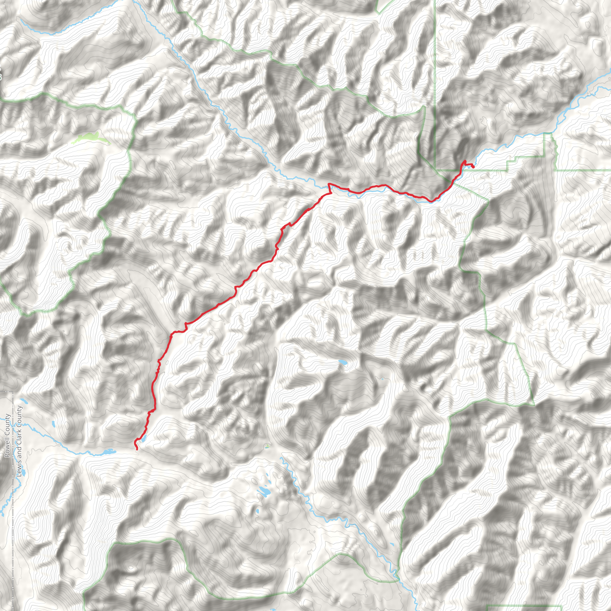 Upper Landers Trail via Dearborn River Trail and CDT mobile static map