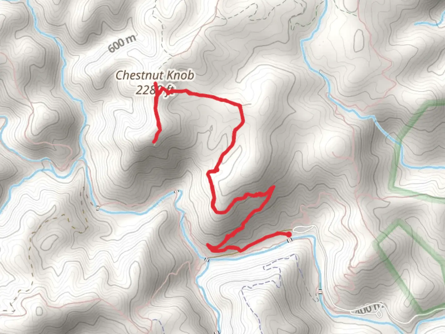 An image depicting the trail Chestnut Knob Trail and its surrounding area.