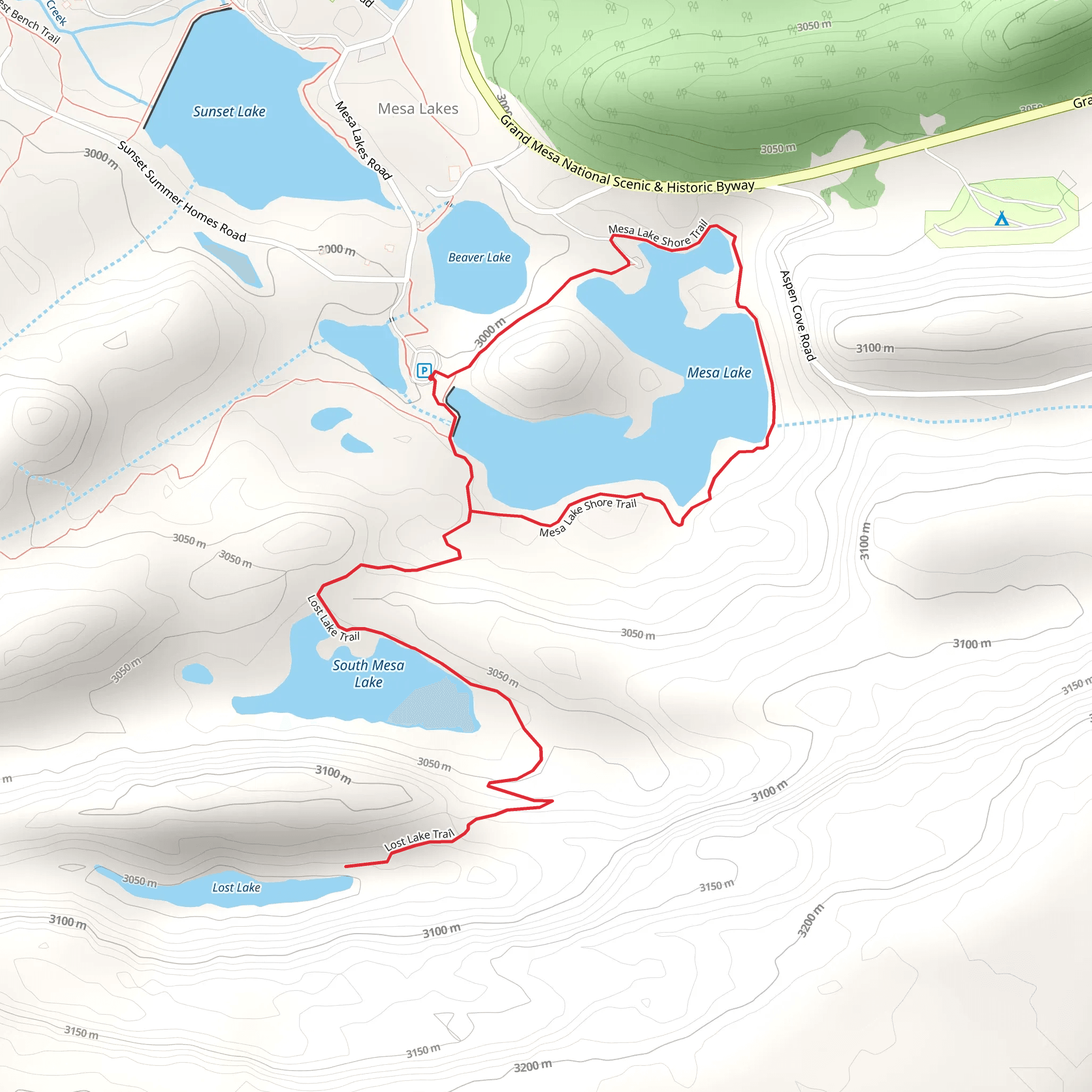 Lost Lake, South Mesa Lake and Mesa Lake Loop mobile static map