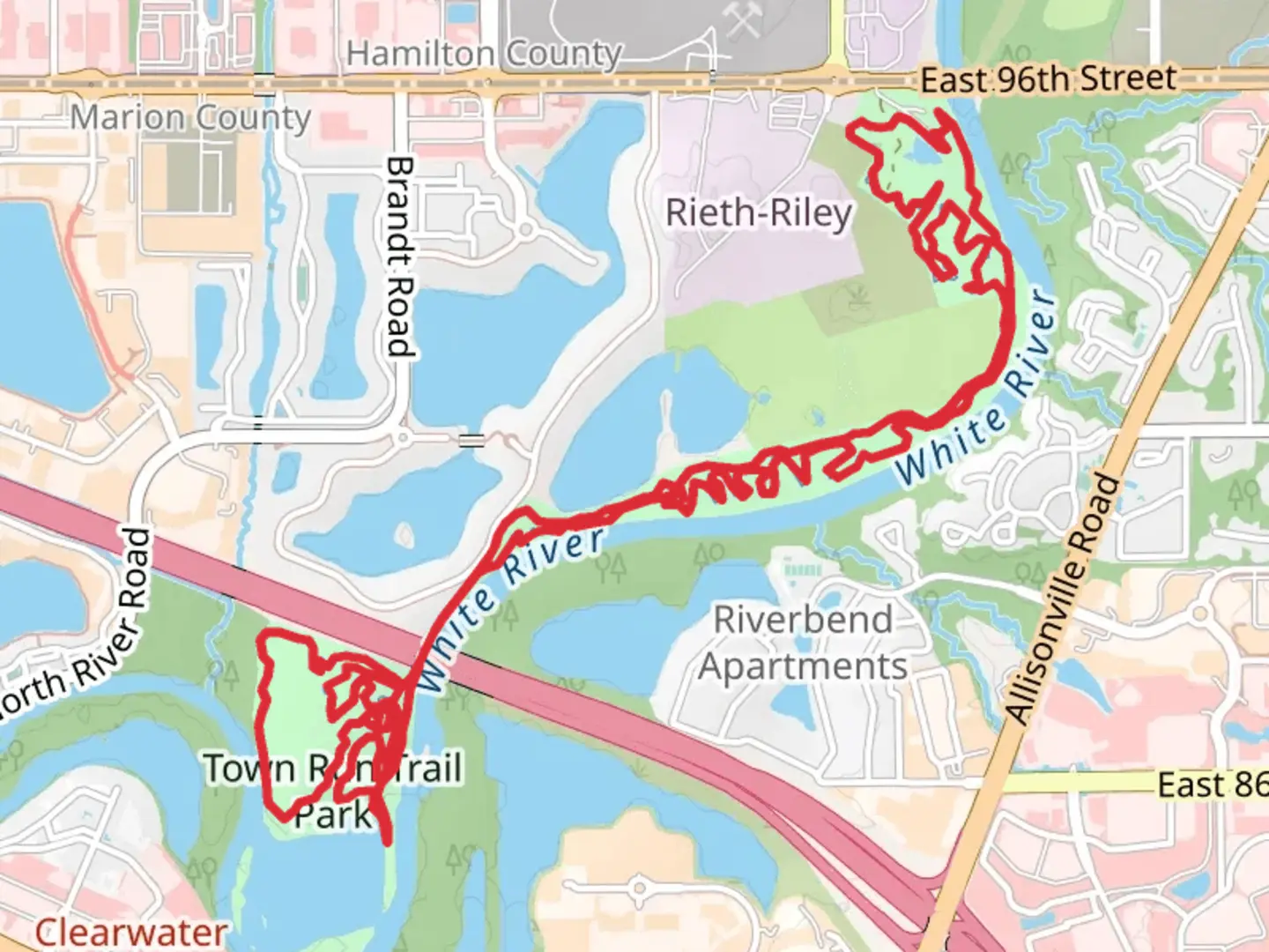 An image depicting the trail Town Run Loop Trail and its surrounding area.