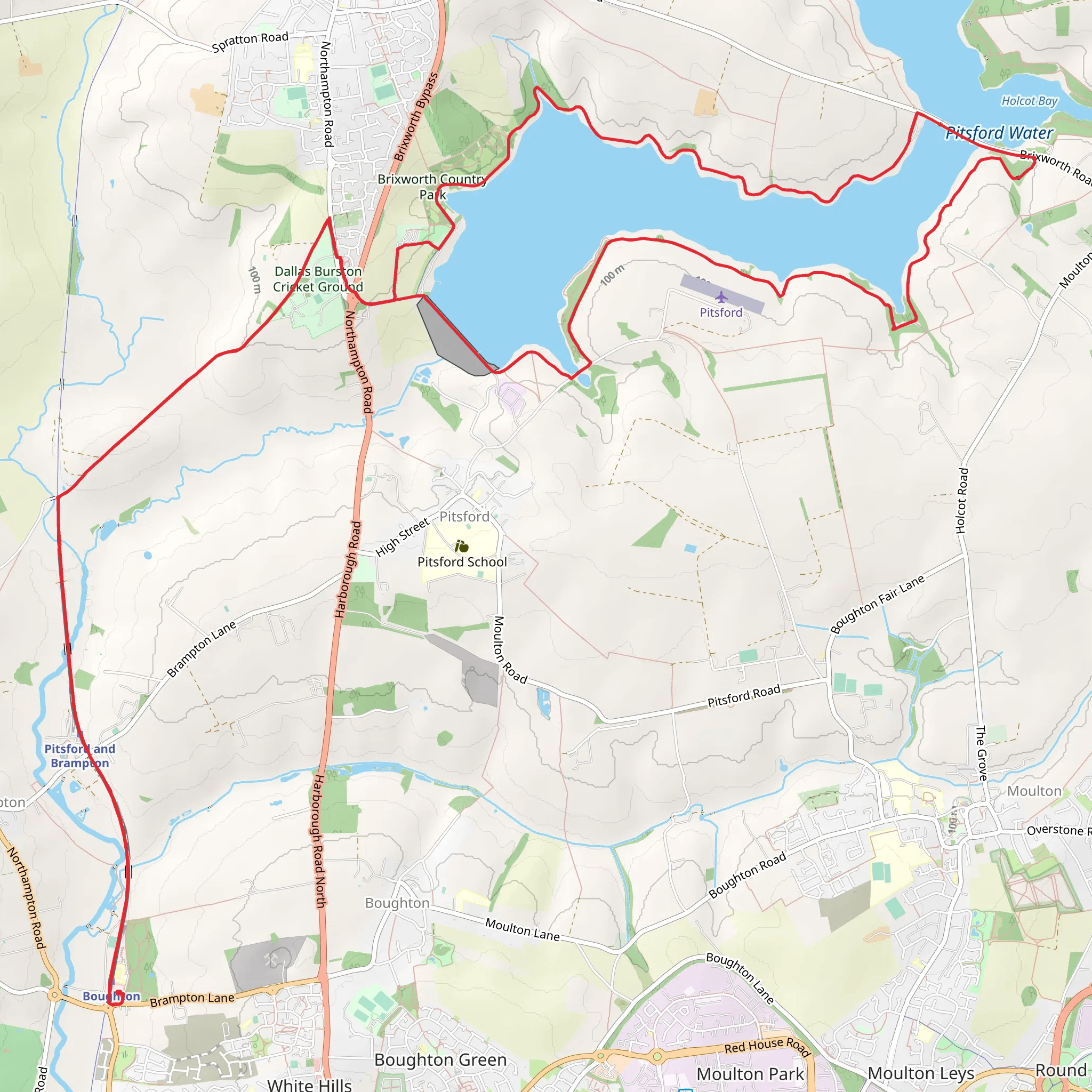 Pitsford Water Loop from Boughton mobile static map