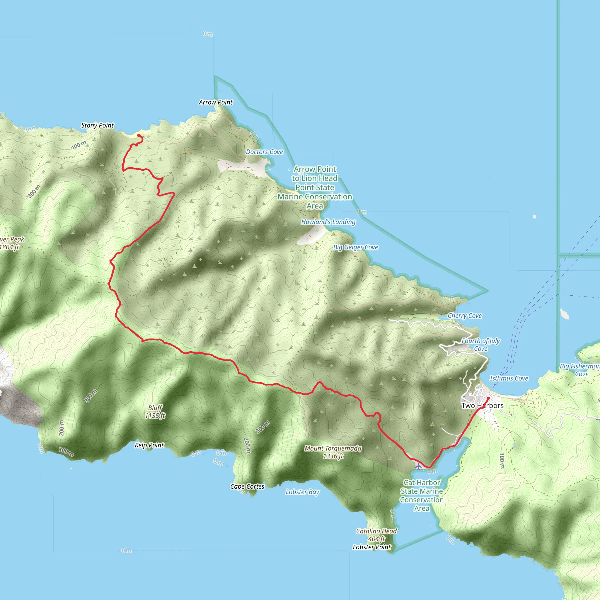 Parsons Landing to Isthmus Cove via Trans Catalina Trail mobile static map