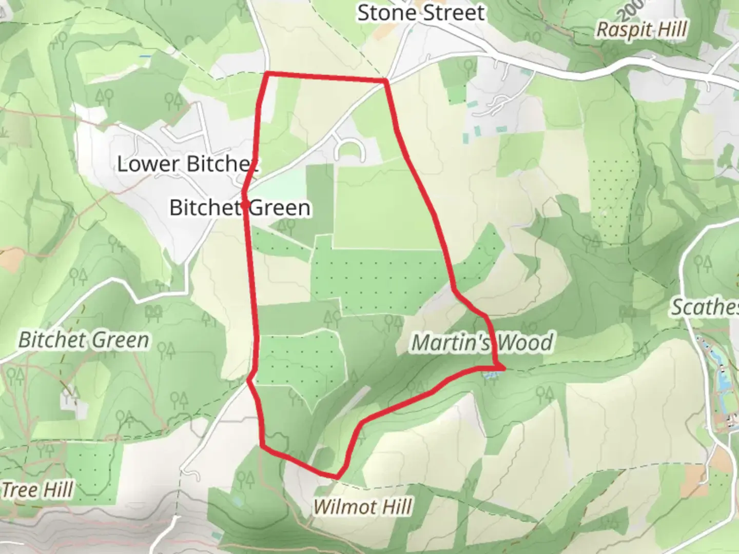 An image depicting the trail Lavender Plantation and Martin's Wood and its surrounding area.