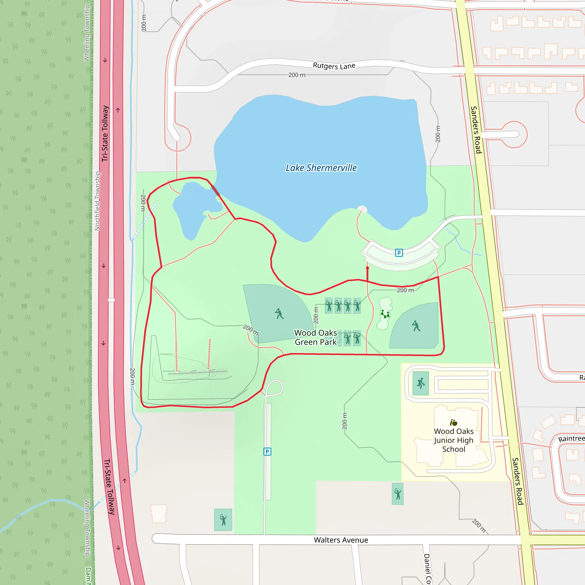 Wood Oaks Green Park Loop mobile static map