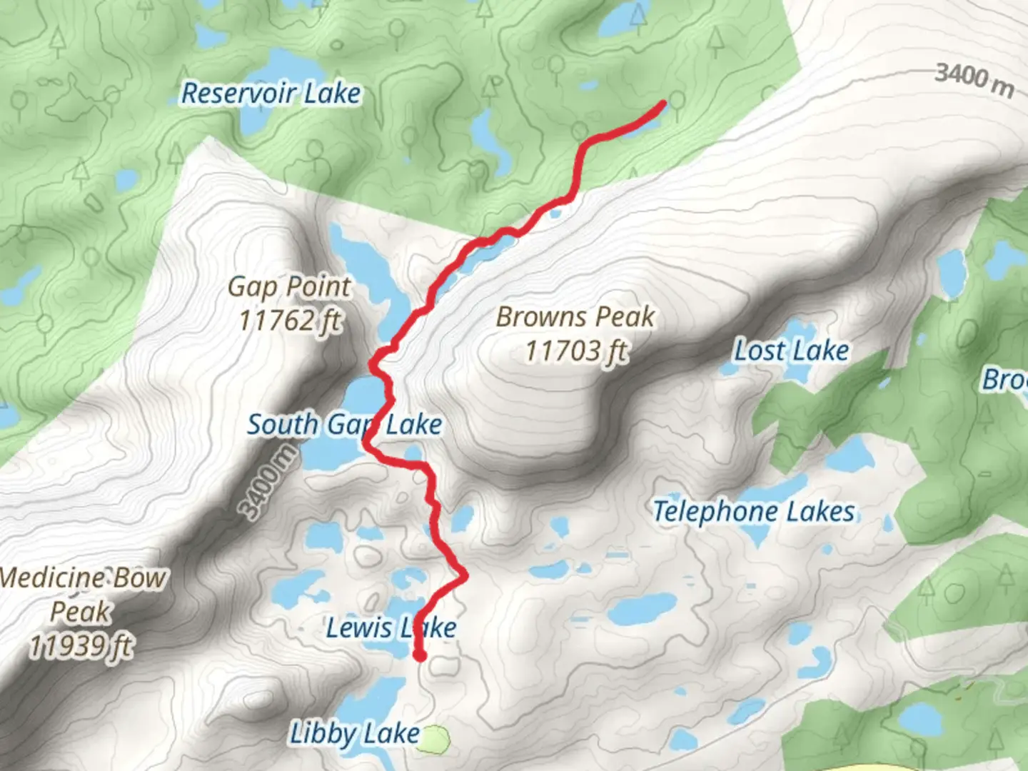 An image depicting the trail Shelf Lakes Trail and its surrounding area.