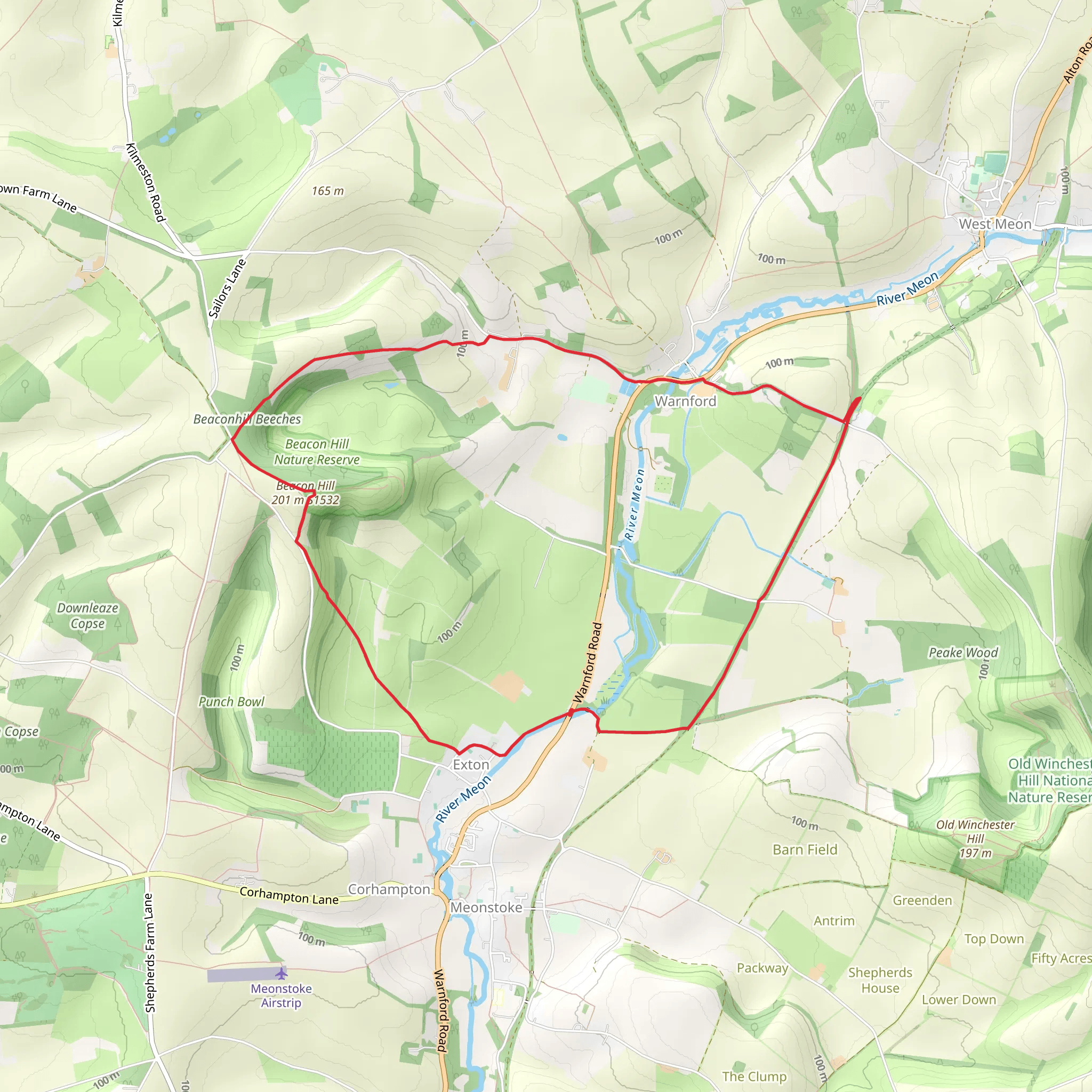 Beacon Hill and Warnford from Exton mobile static map
