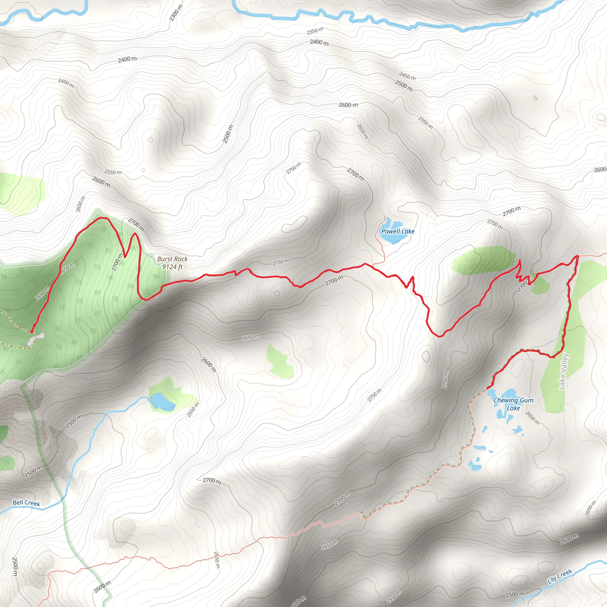 Chewing Gum Lake via Gianelli Trail mobile static map