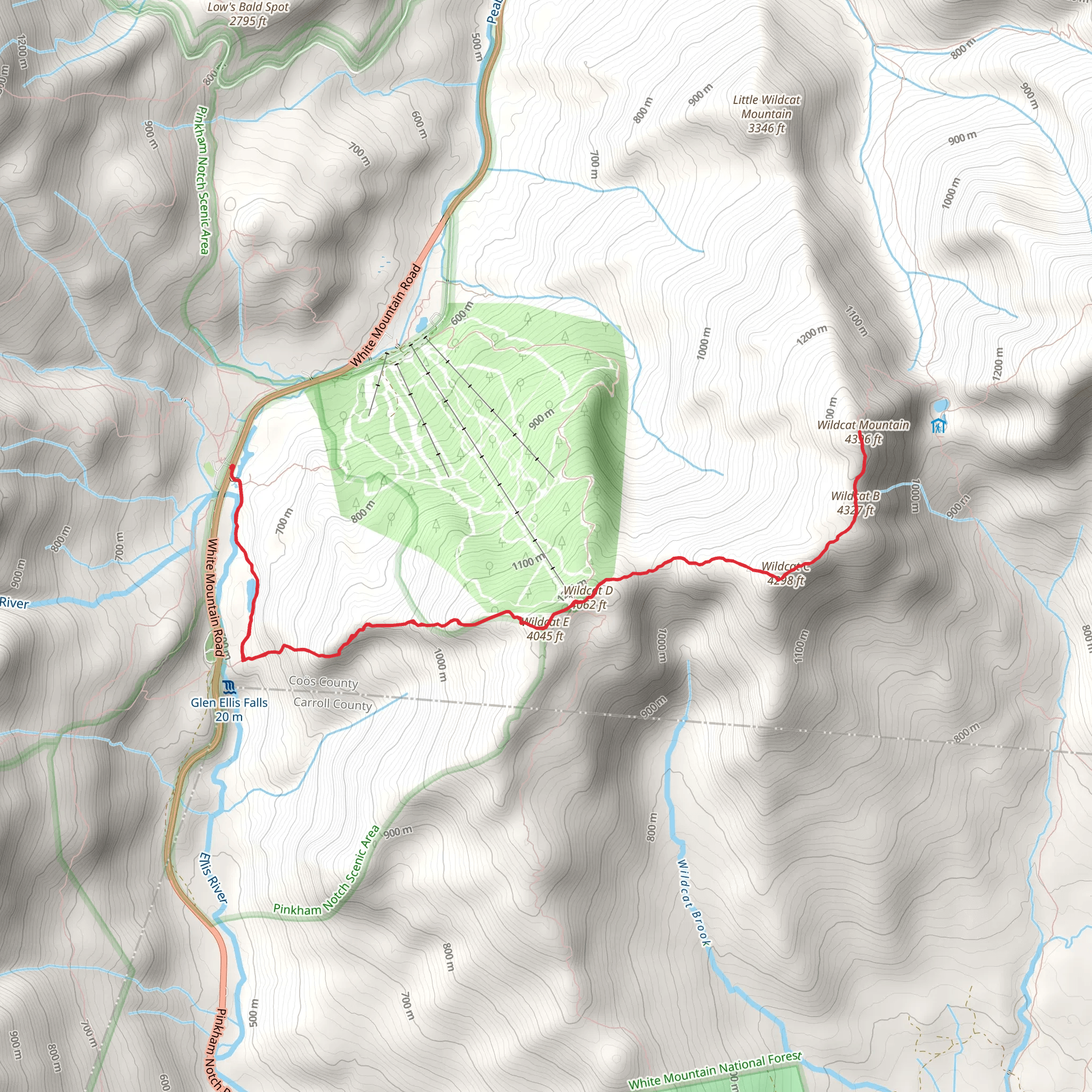 Wildcat Mountain via Wildcat Ridge and Lost Pond Trail mobile static map