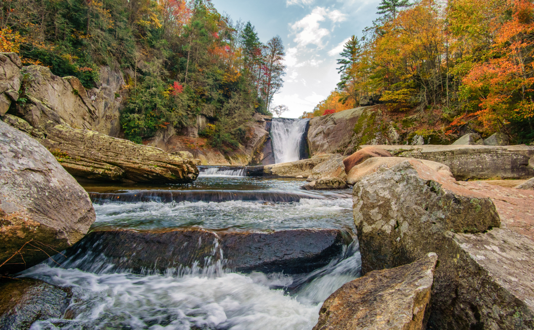 An image depicting the trail Elk River Falls Trail and its surrounding area.