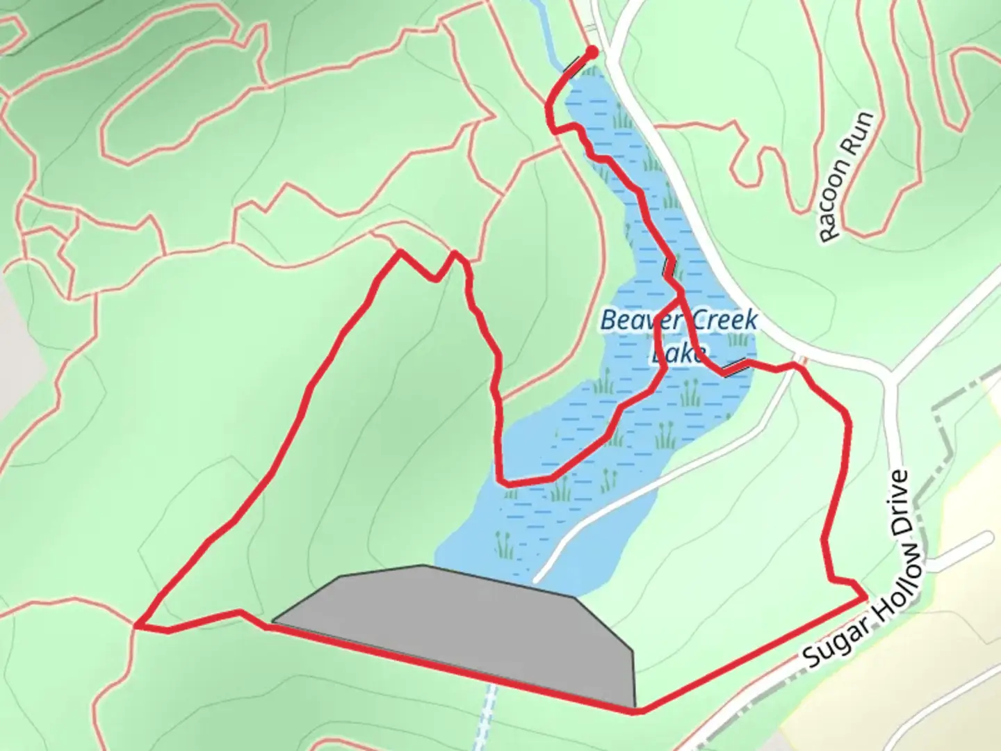 An image depicting the trail Beaver Creek Lake Loop and its surrounding area.