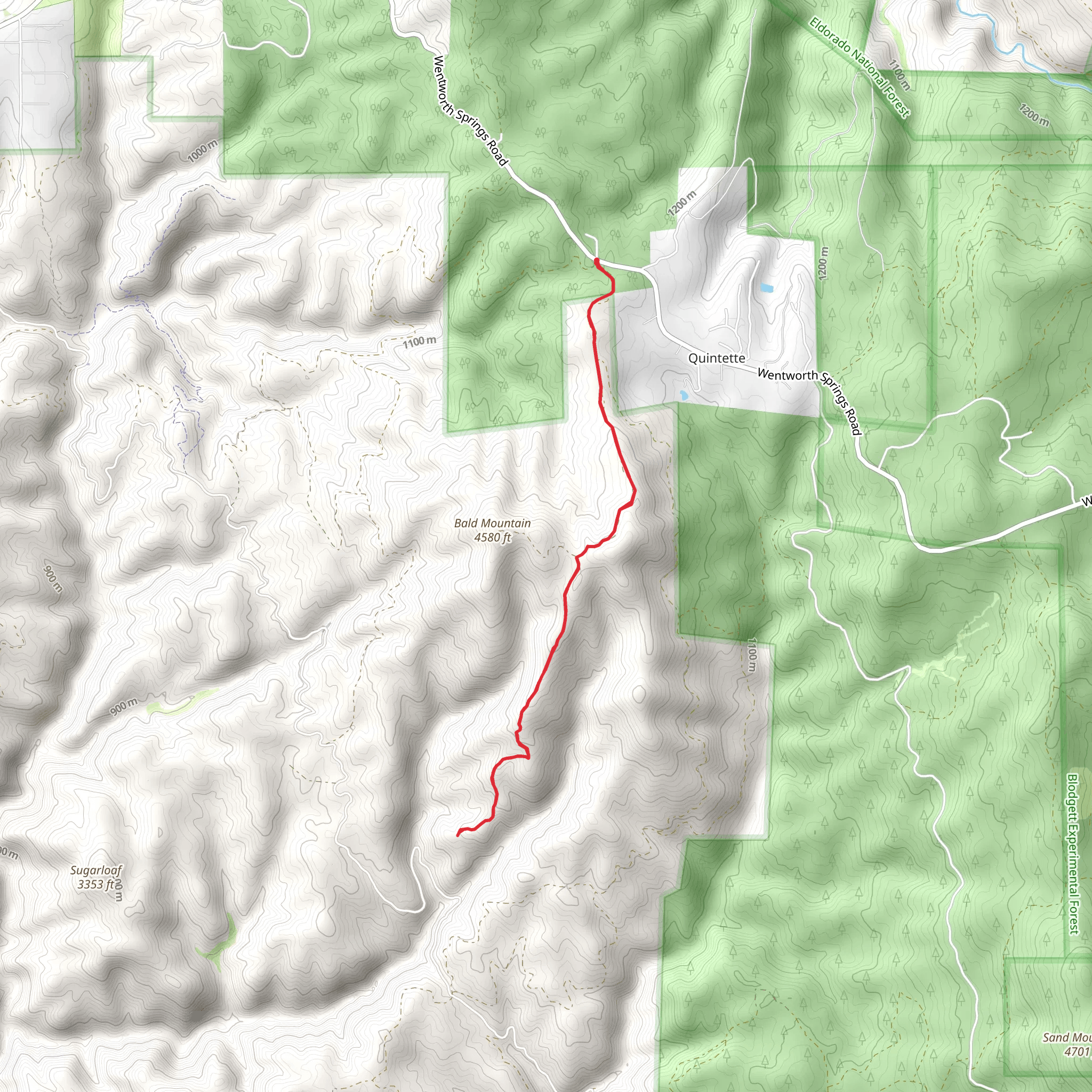 East Bald Mountain Trail mobile static map
