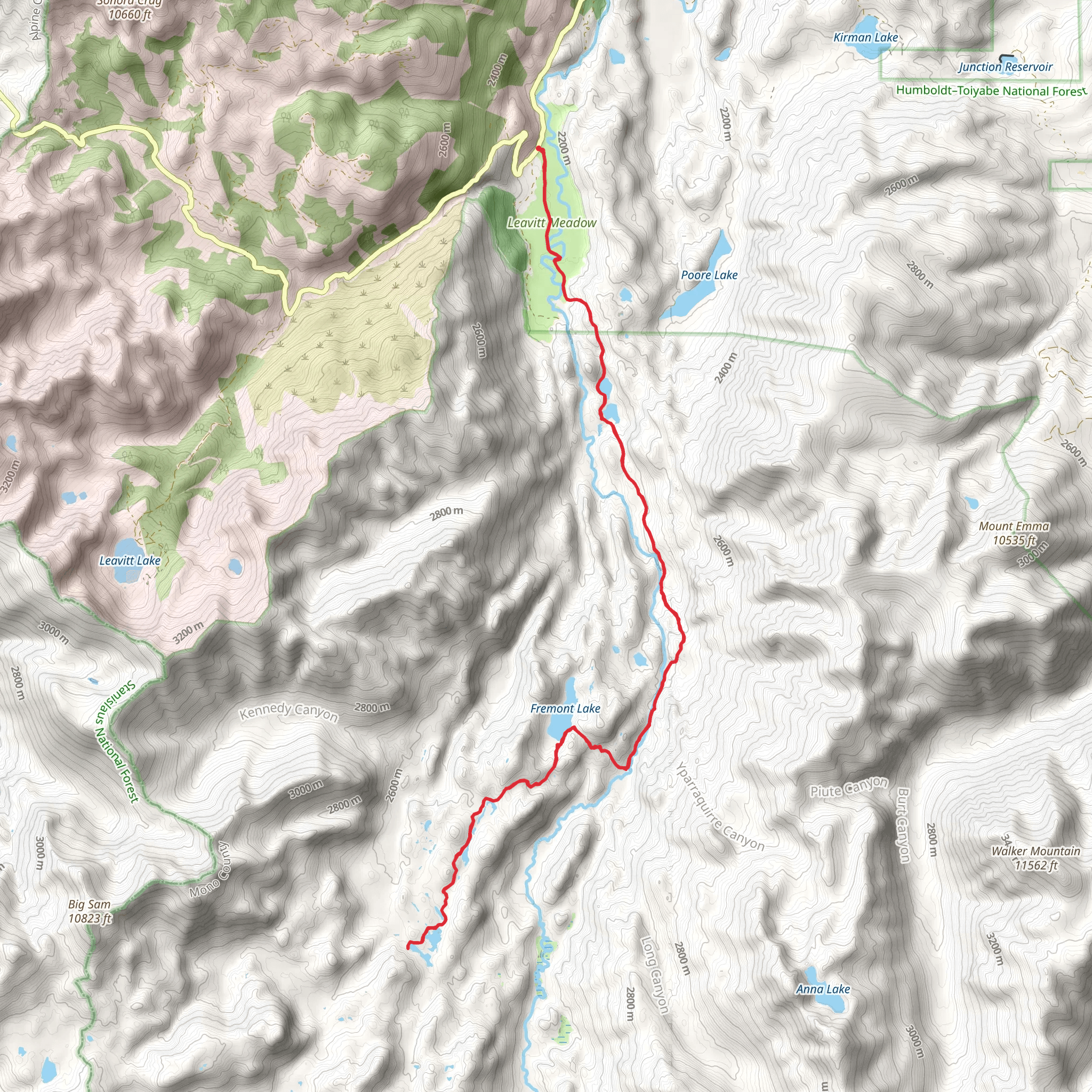 Long Lakes Trail mobile static map