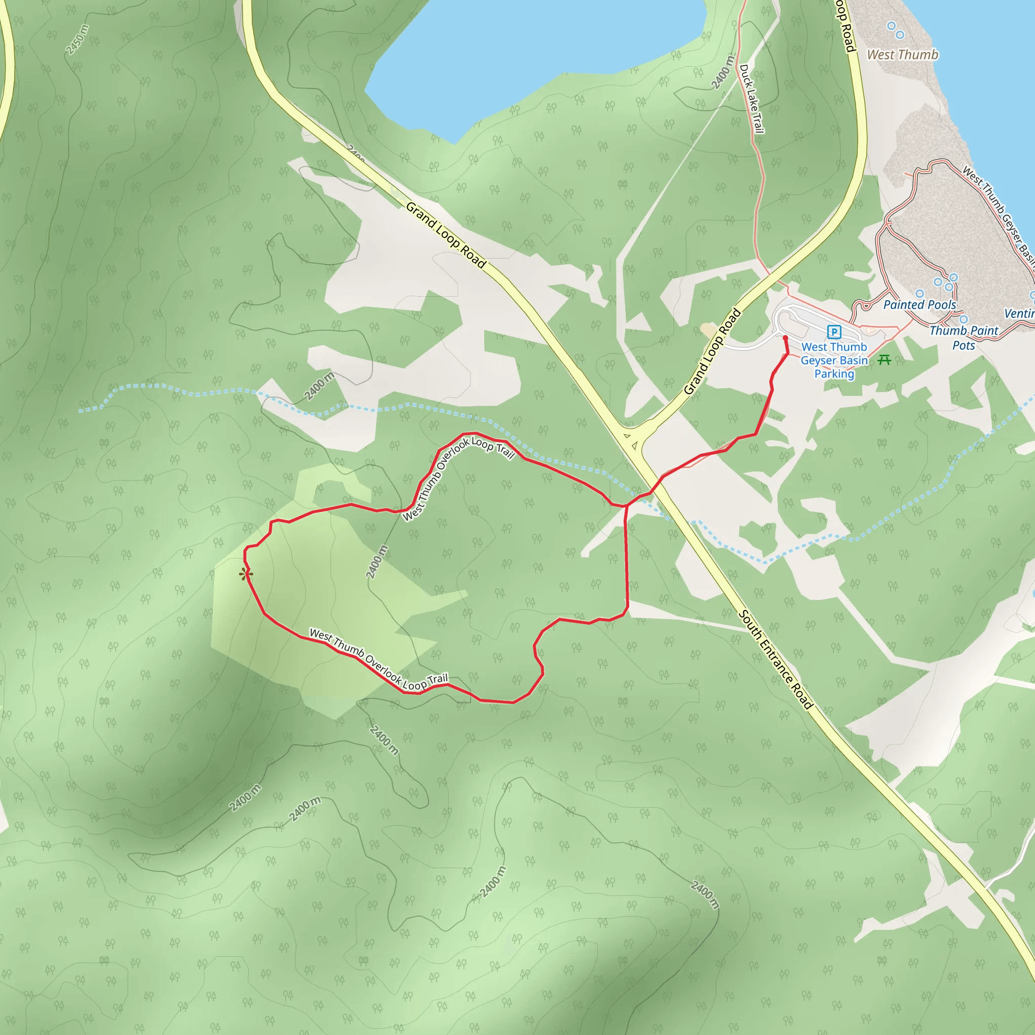 Yellowstone Lake Overlook Trail mobile static map