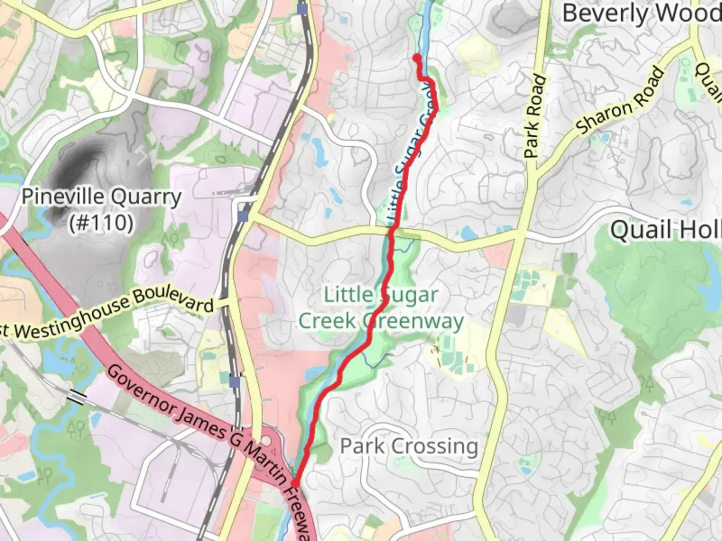 An image depicting the trail Little Sugar Creek Greenway - Rockledge Drive and its surrounding area.