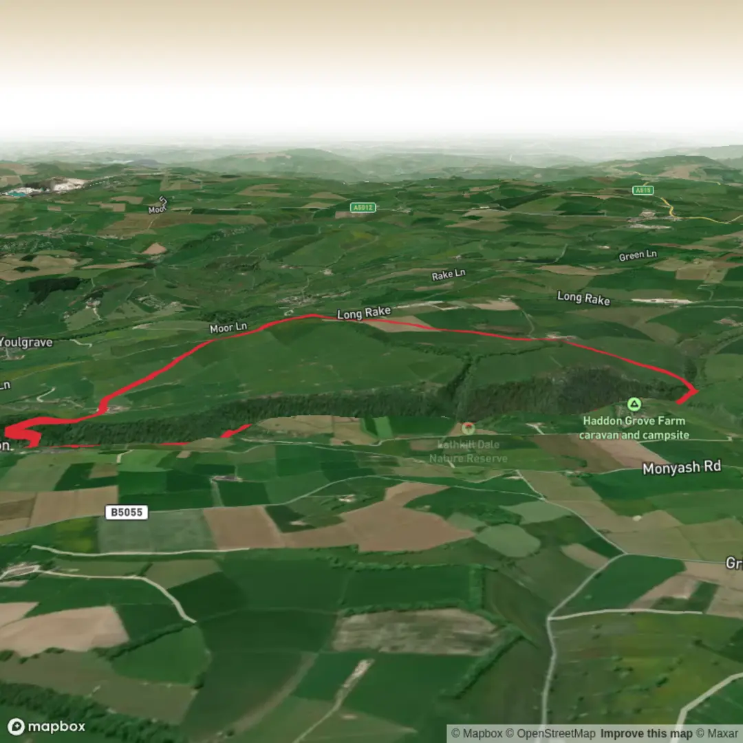 An image depicting the trail Lathkill Dale and its surrounding area.